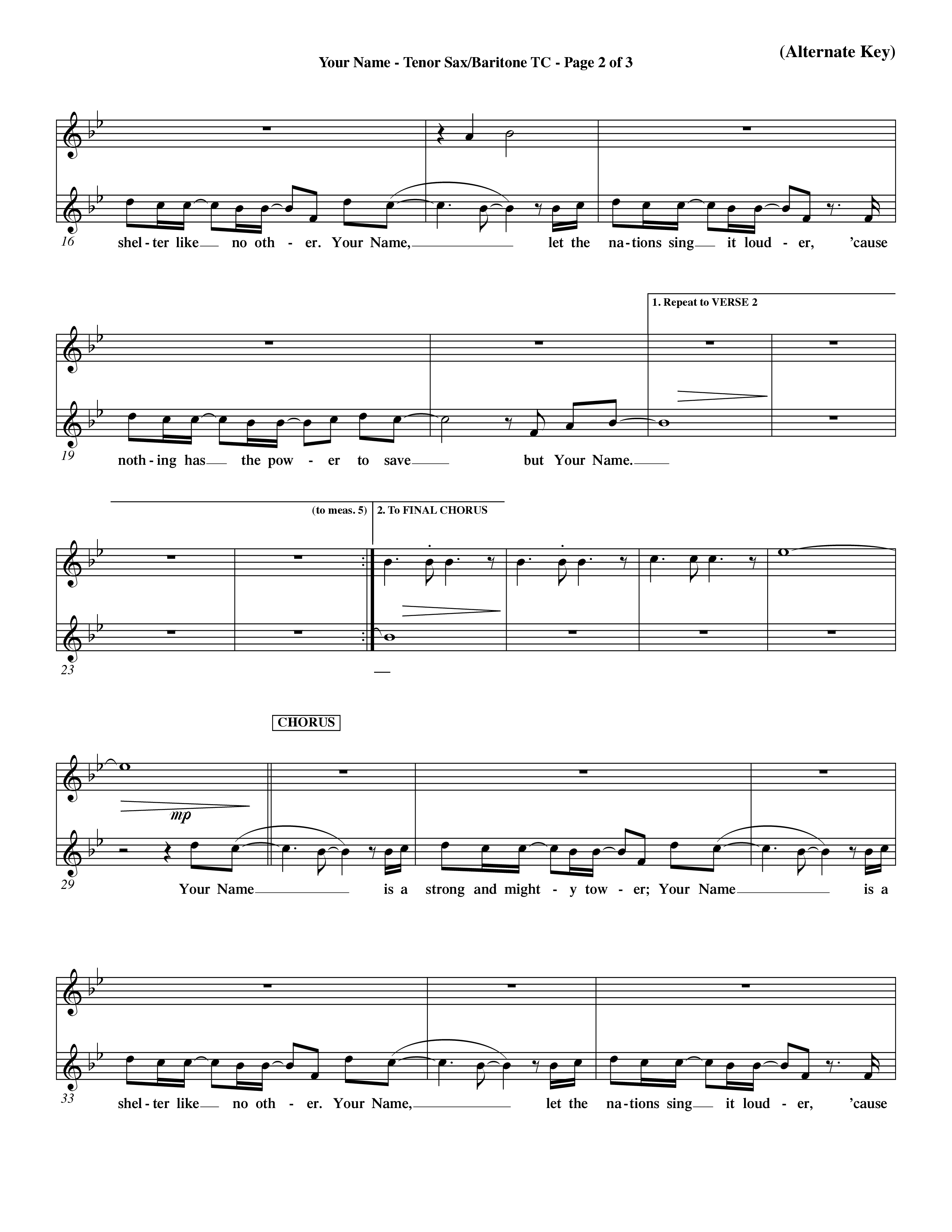 Your Name (Choral Anthem SATB) Tenor Sax/Baritone T.C. (Word Music Choral / Orch. Dave Williamson)