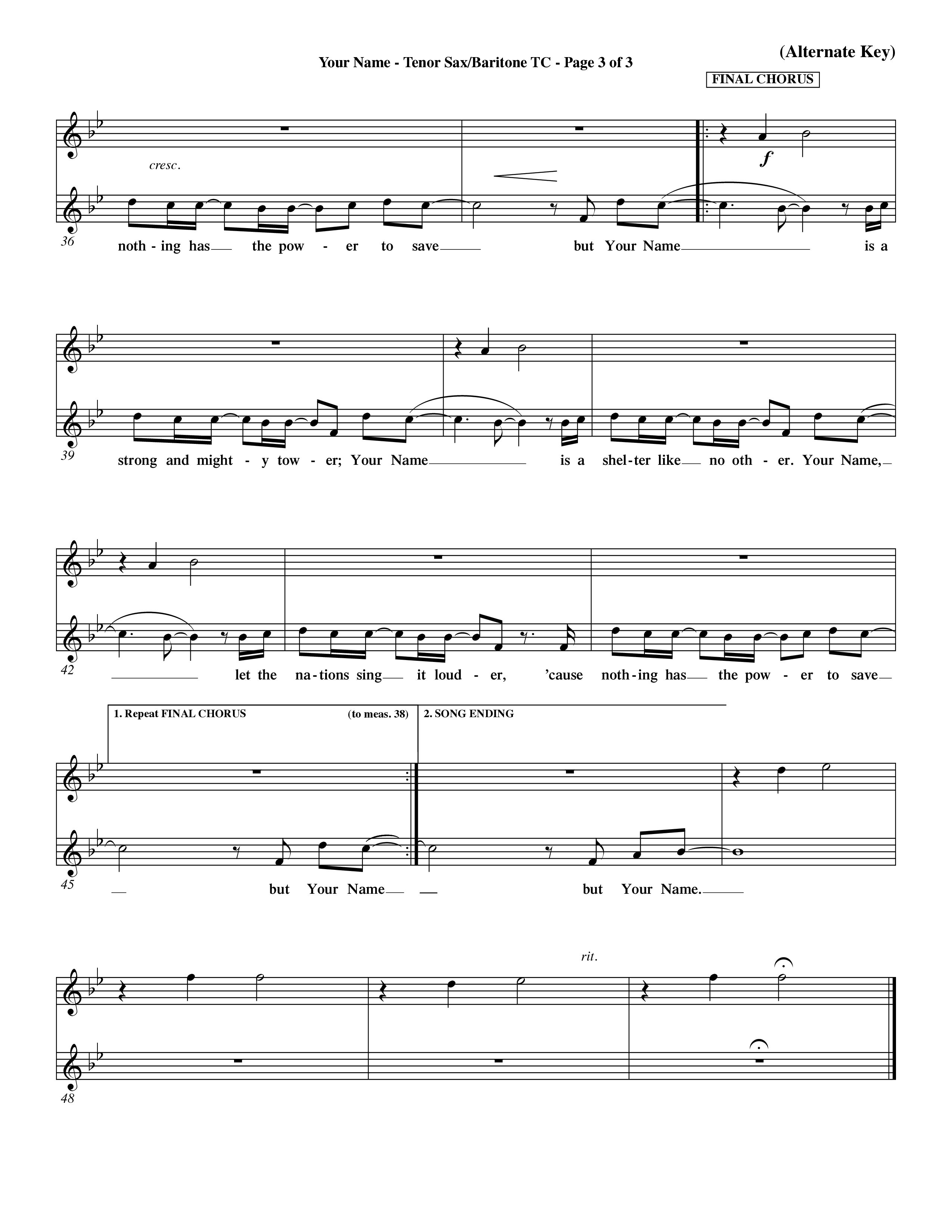 Your Name (Choral Anthem SATB) Tenor Sax/Baritone T.C. (Word Music Choral / Orch. Dave Williamson)