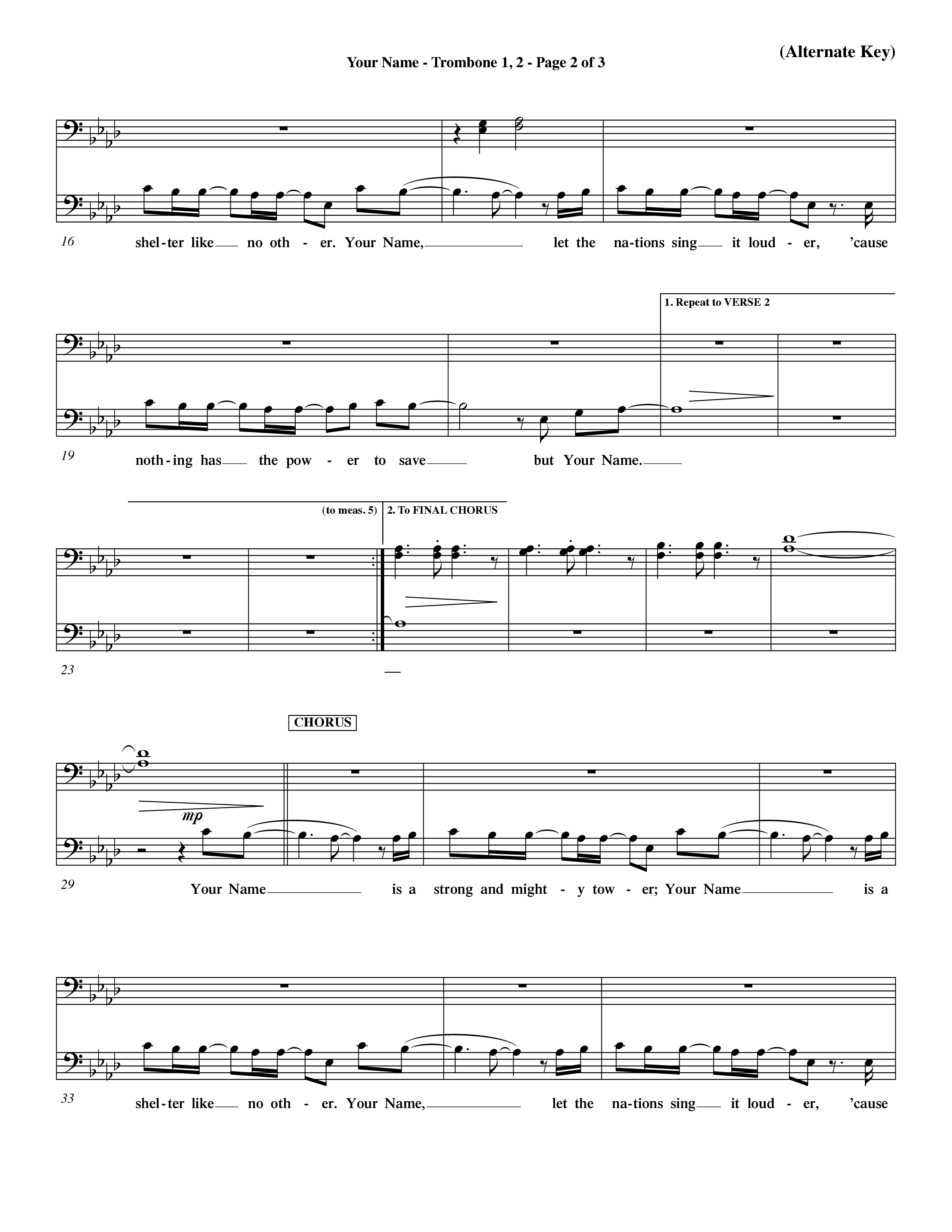 Your Name (Choral Anthem SATB) Trombone 1/2 (Word Music Choral / Orch. Dave Williamson)