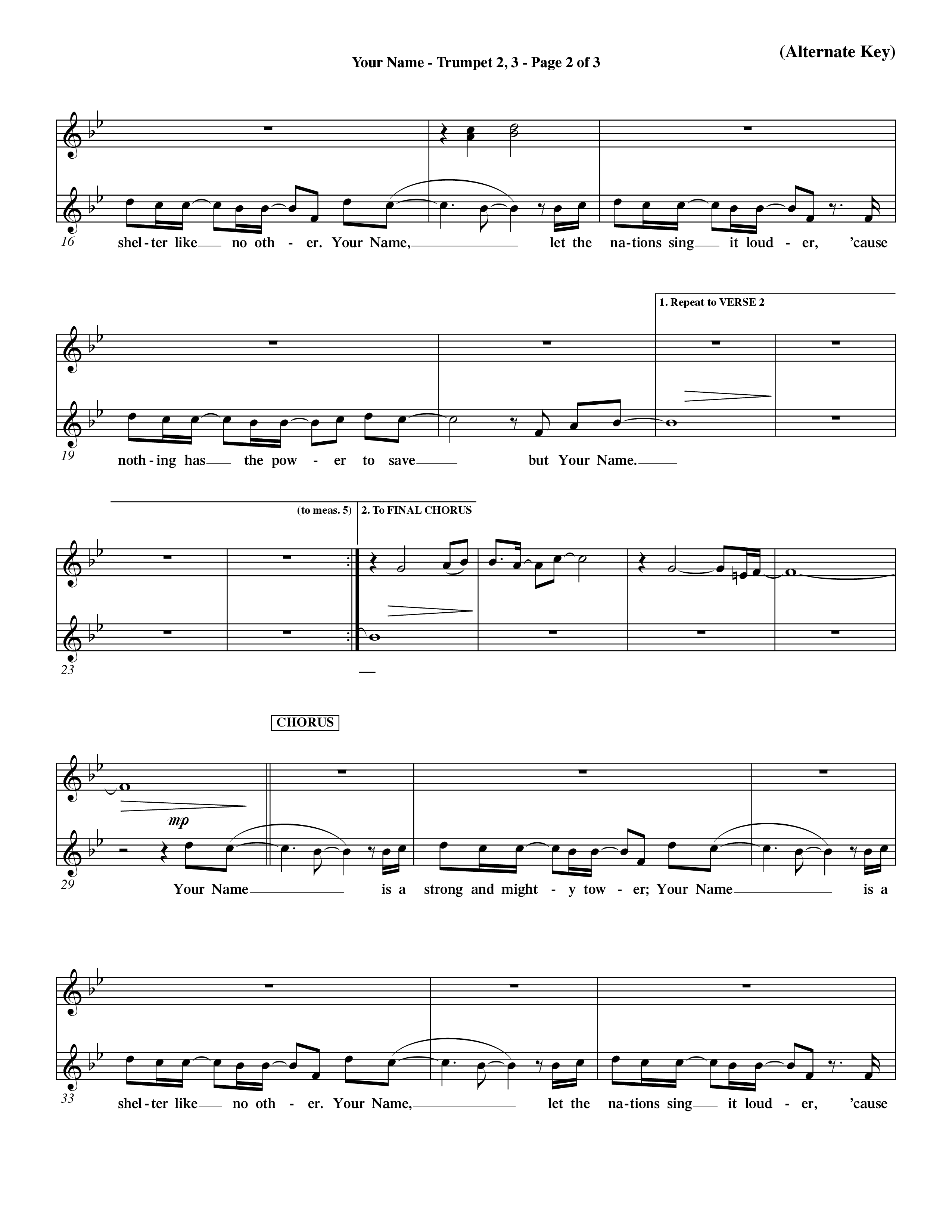 Your Name (Choral Anthem SATB) Trumpet 2/3 (Word Music Choral / Orch. Dave Williamson)