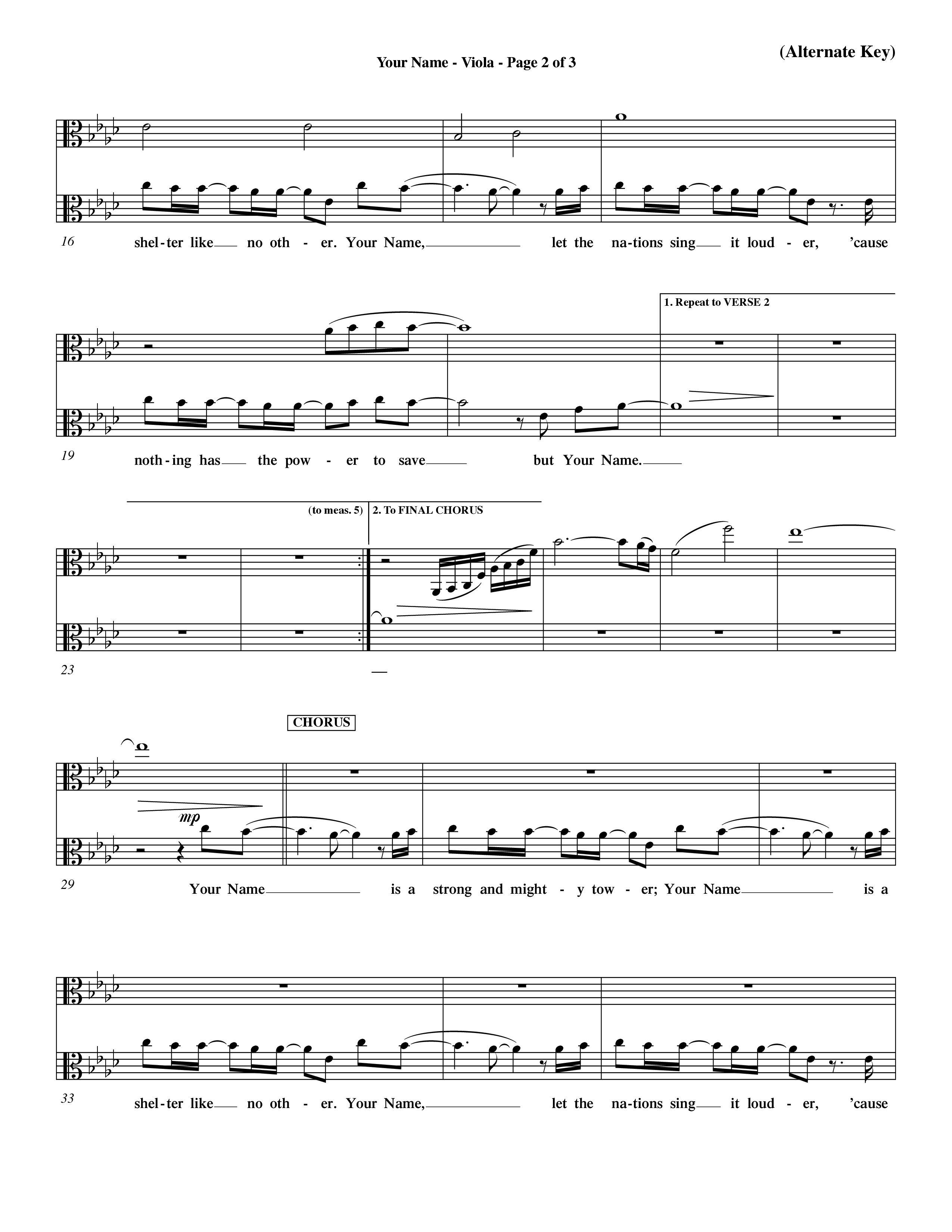 Your Name (Choral Anthem SATB) Viola (Word Music Choral / Orch. Dave Williamson)