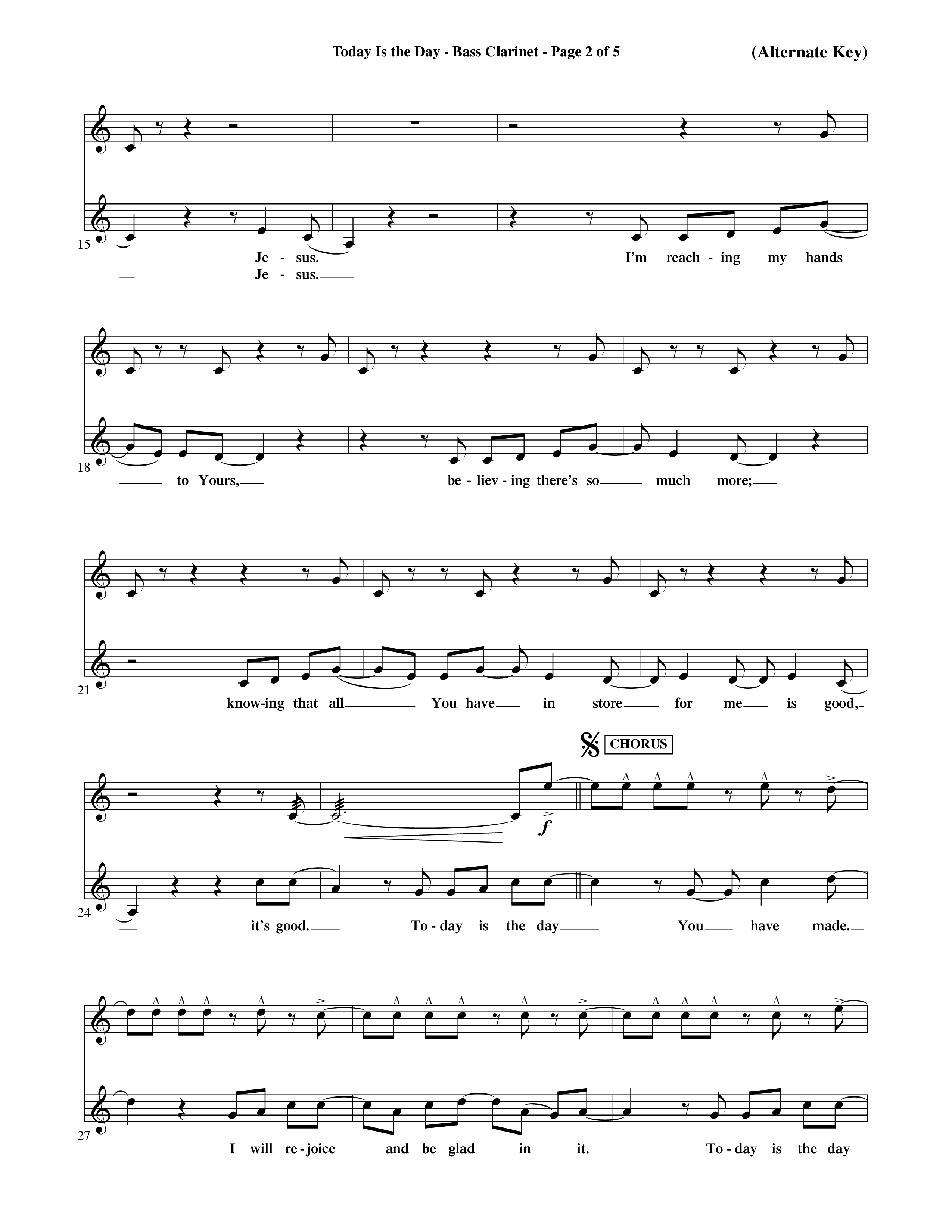 Today Is The Day (Choral Anthem SATB) Bass Clarinet (Word Music Choral / Orch. Ric Domenico)
