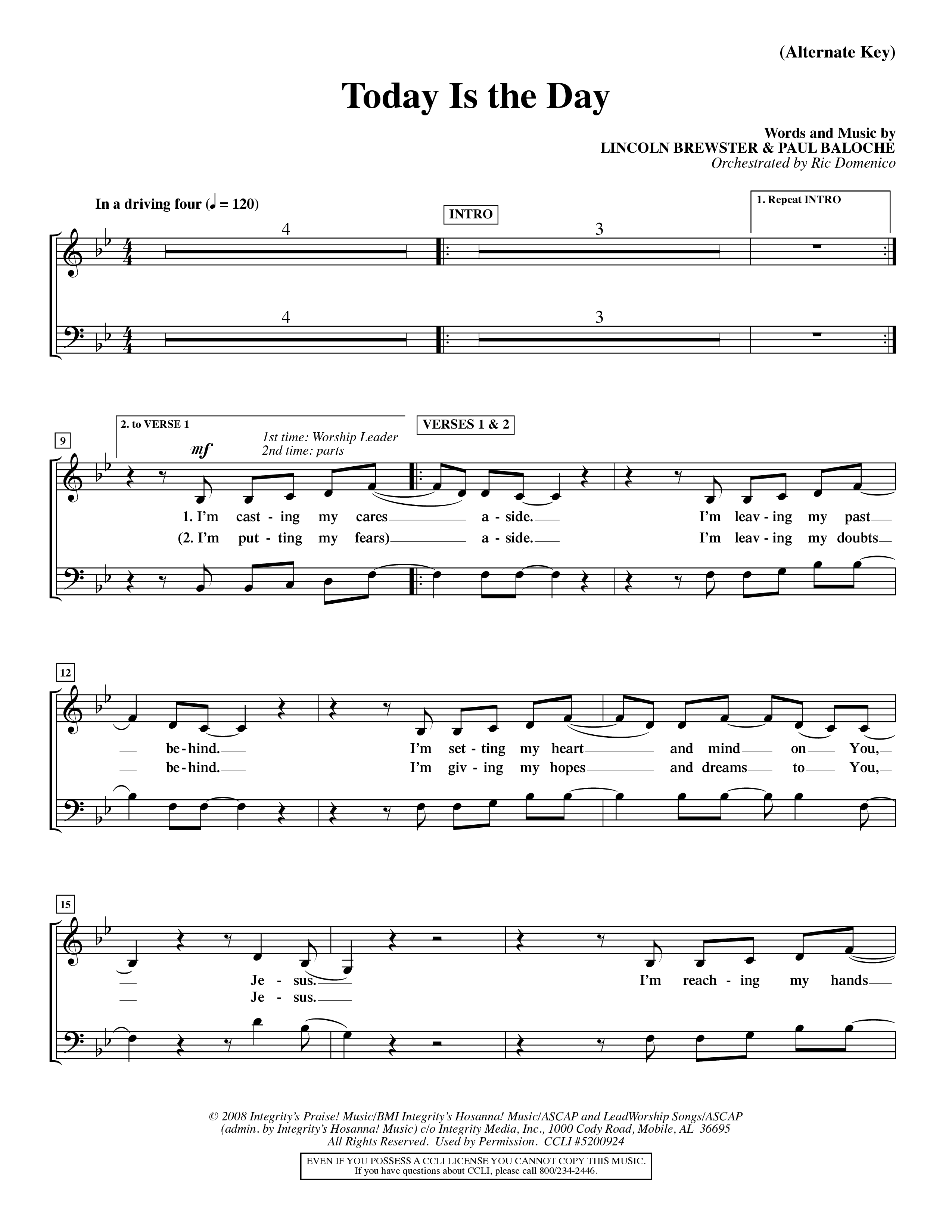 Today Is The Day (Choral Anthem SATB) Choir Sheet (SATB) (Word Music Choral / Orch. Ric Domenico)