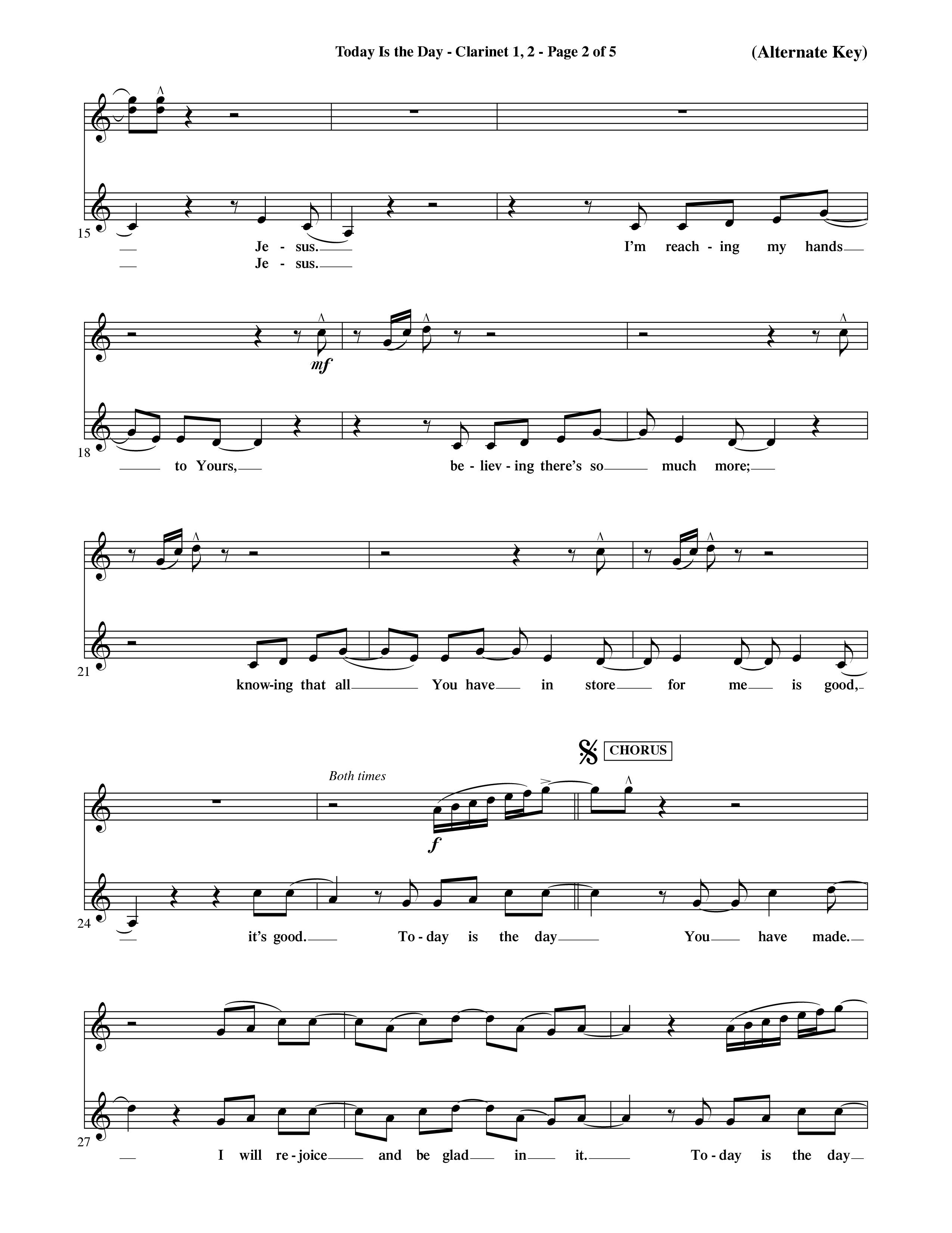 Today Is The Day (Choral Anthem SATB) Clarinet 1/2 (Word Music Choral / Orch. Ric Domenico)