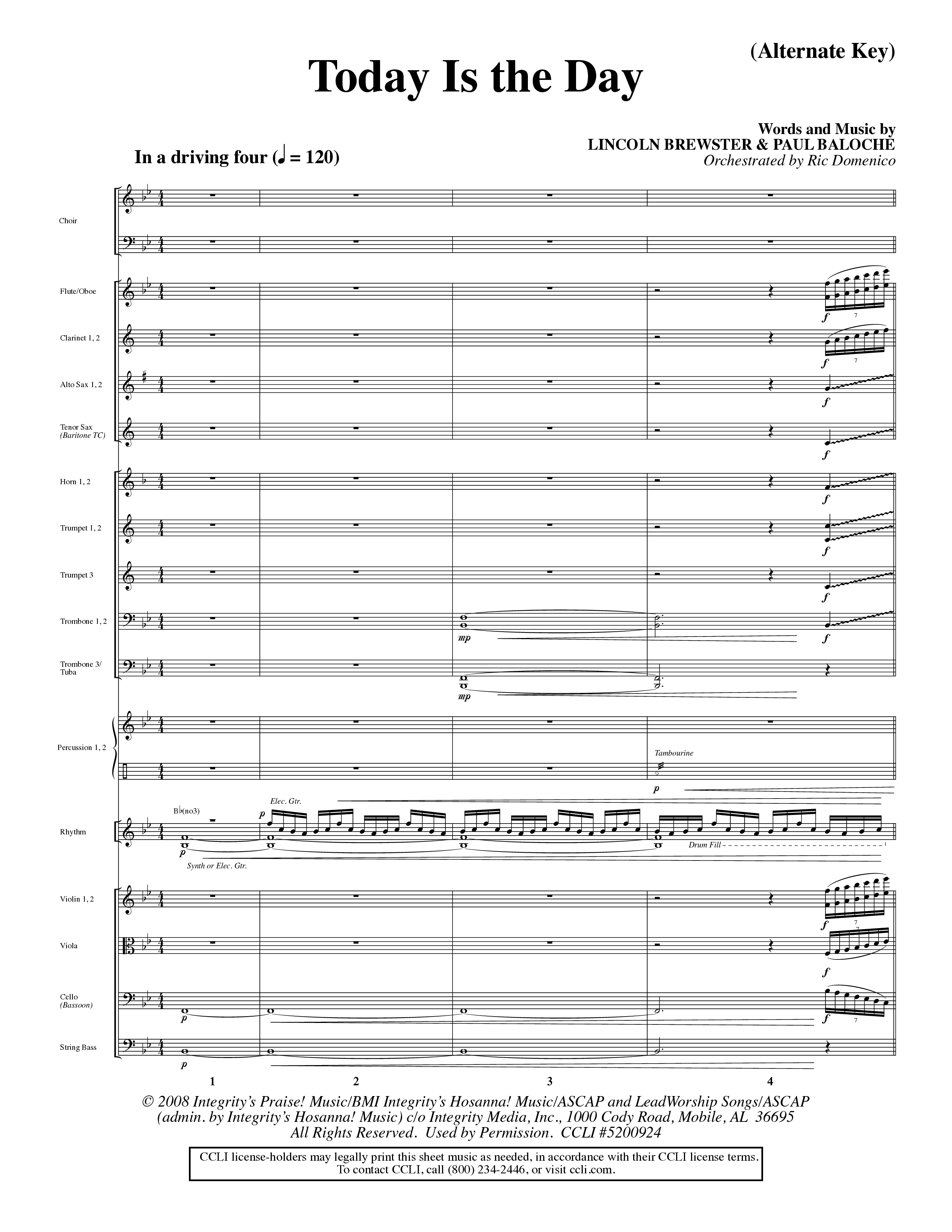 Today Is The Day (Choral Anthem SATB) Orchestration (Word Music Choral / Orch. Ric Domenico)