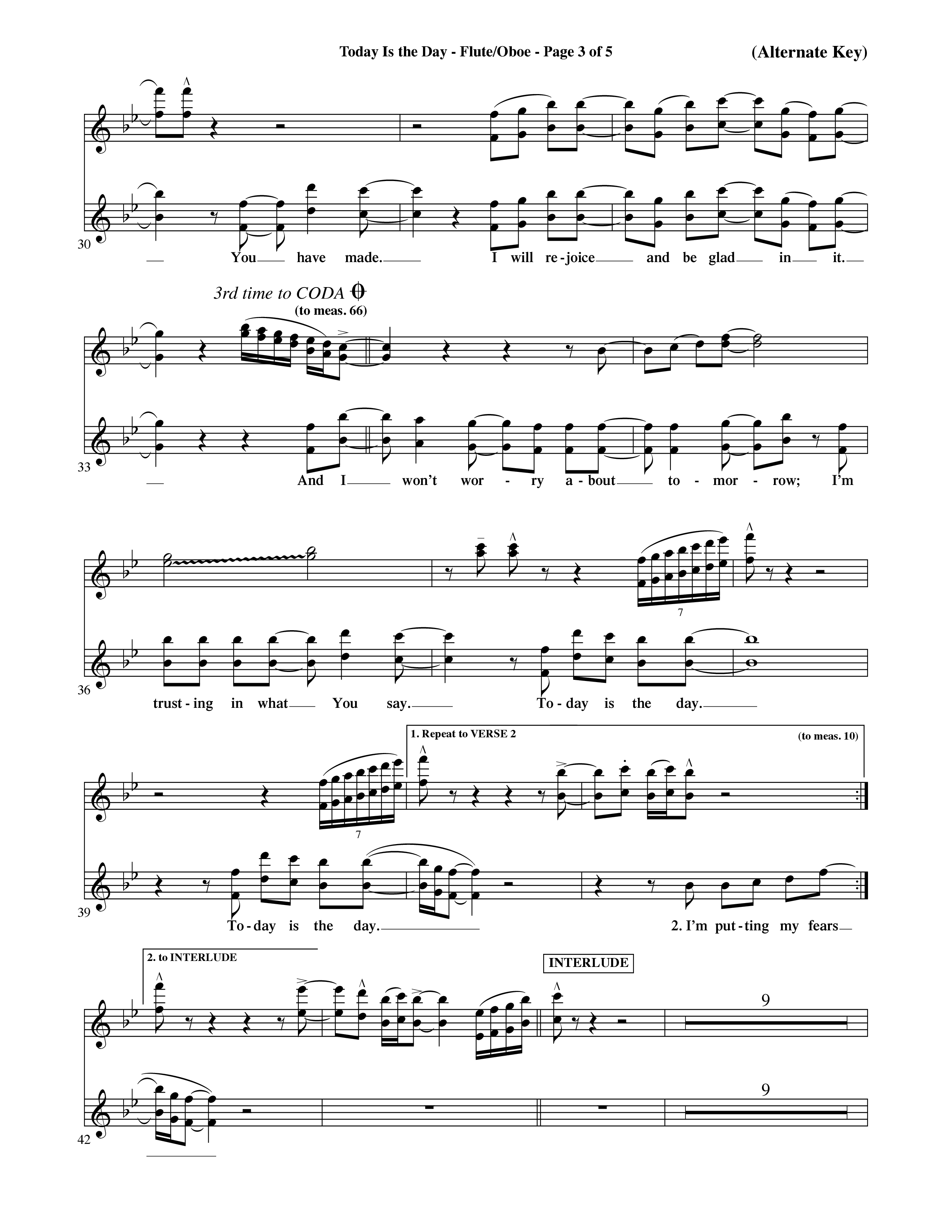 Today Is The Day (Choral Anthem SATB) Flute/Oboe (Word Music Choral / Orch. Ric Domenico)