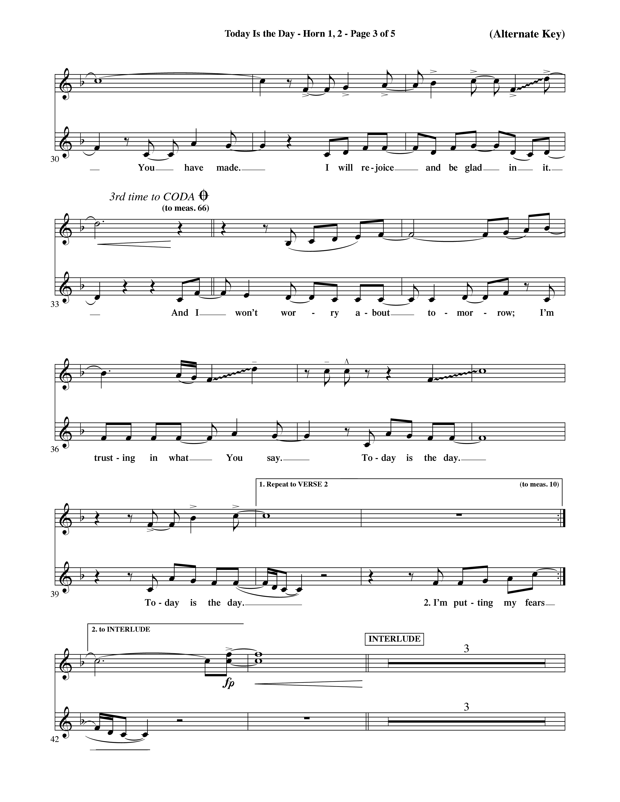Today Is The Day (Choral Anthem SATB) French Horn (Word Music Choral / Orch. Ric Domenico)