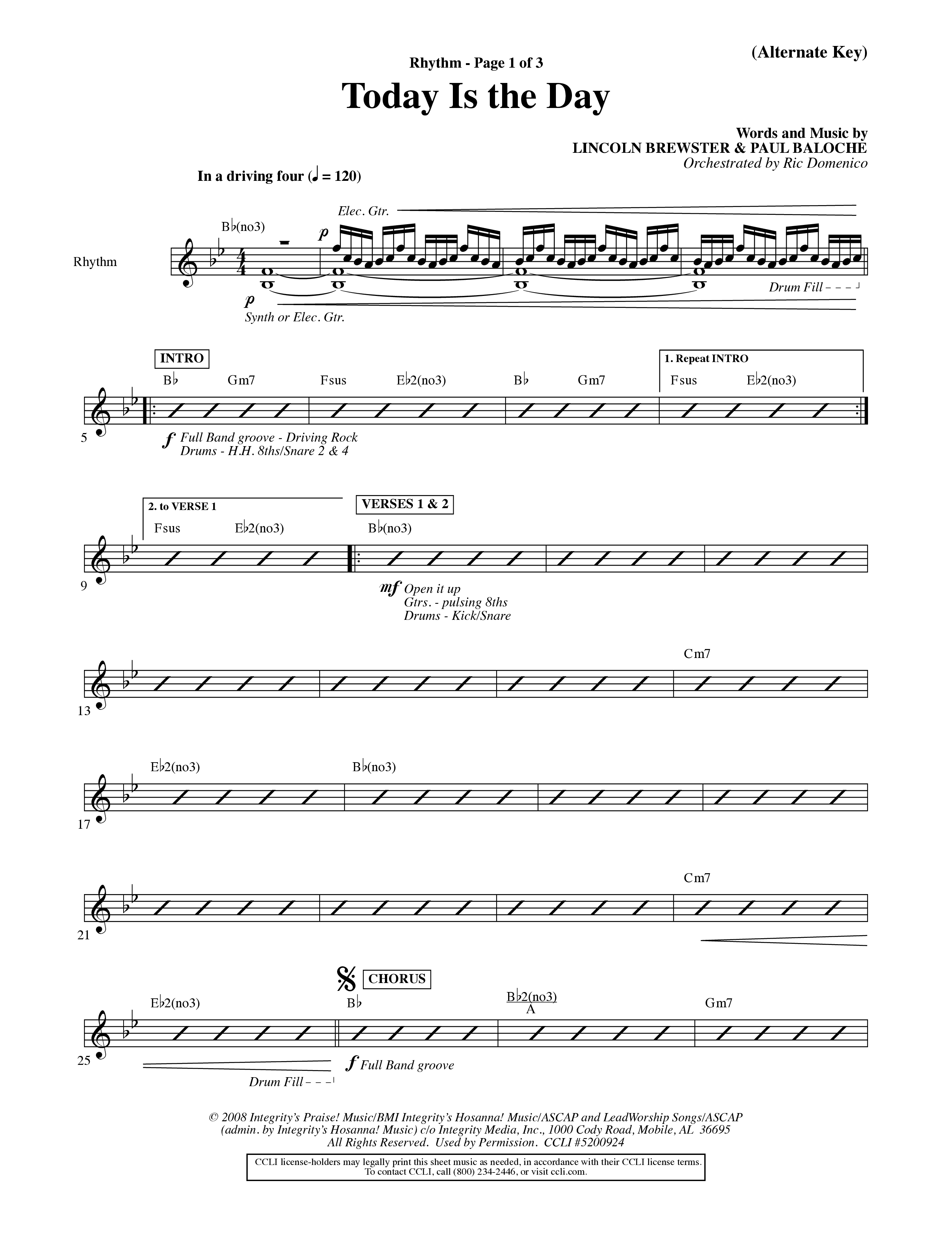 Today Is The Day (Choral Anthem SATB) PraiseBand (incl. Brass) (Word Music Choral / Orch. Ric Domenico)
