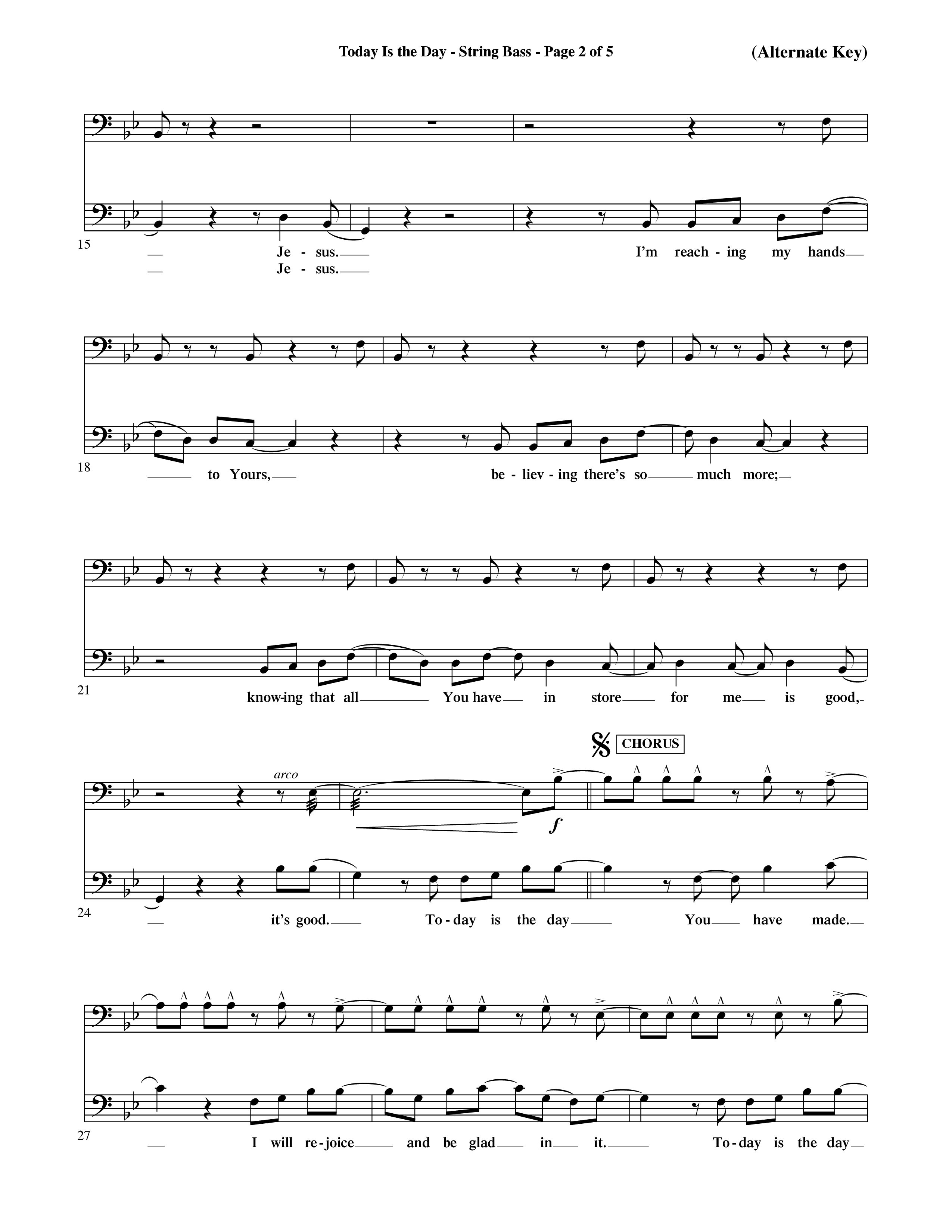 Today Is The Day (Choral Anthem SATB) String Bass (Word Music Choral / Orch. Ric Domenico)