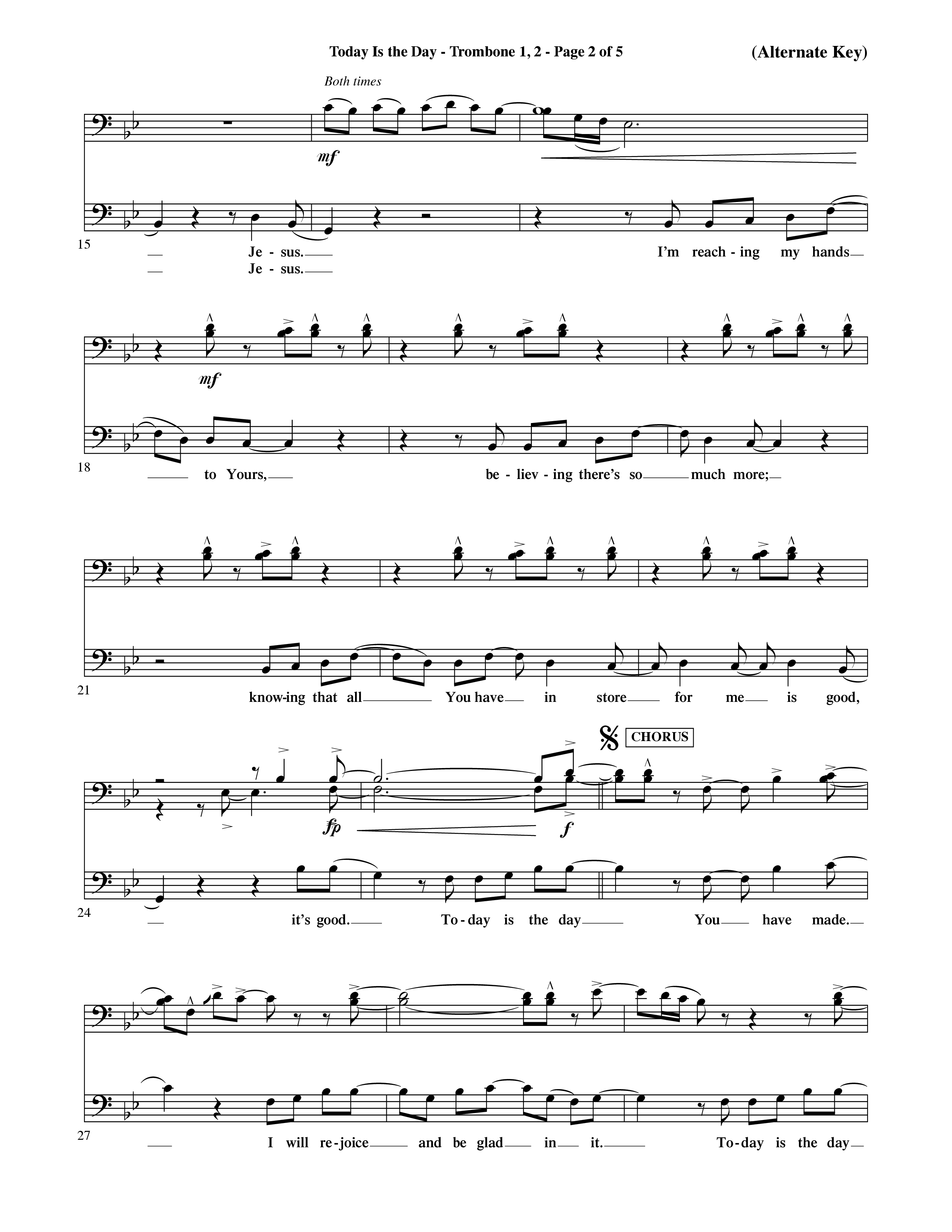 Today Is The Day (Choral Anthem SATB) Trombone 1/2 (Word Music Choral / Orch. Ric Domenico)