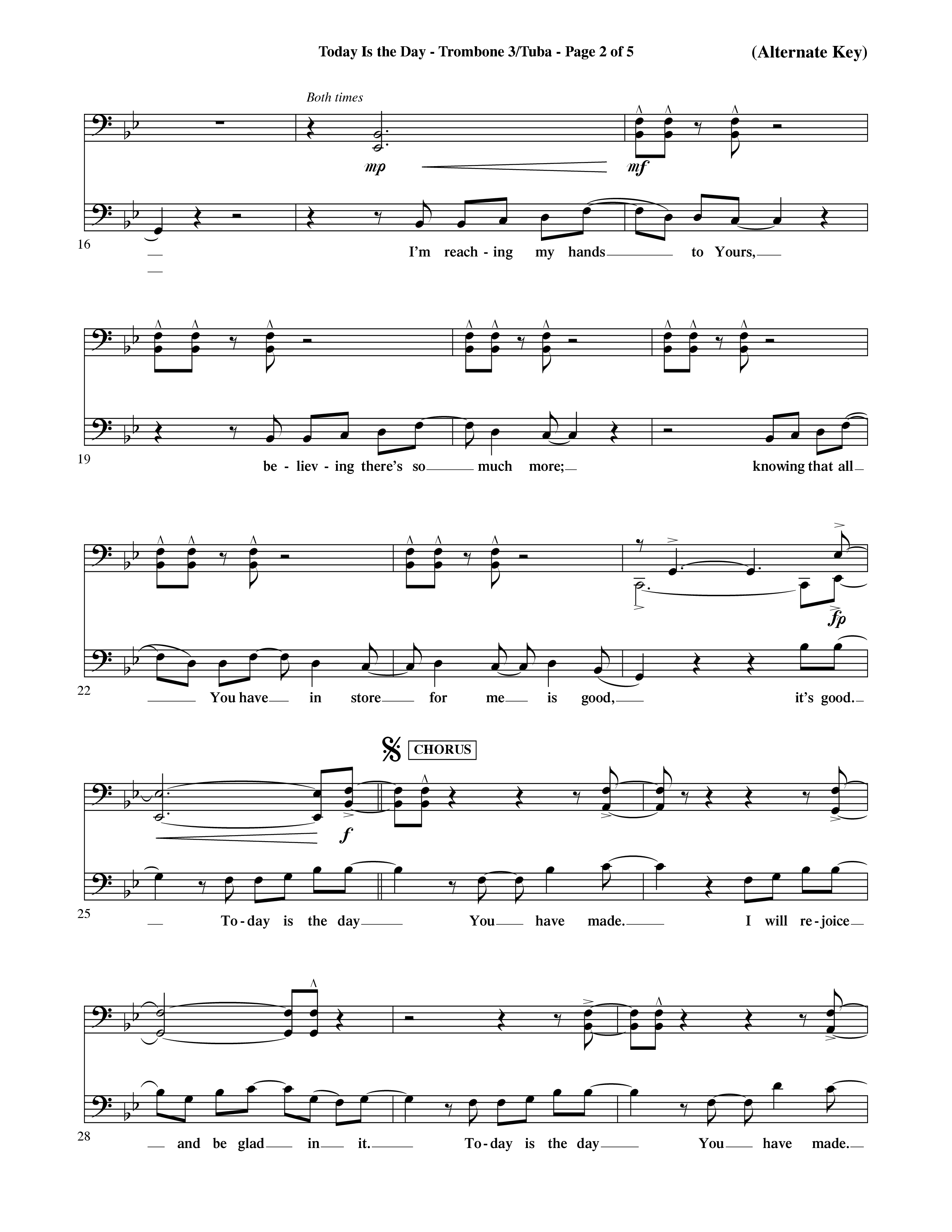 Today Is The Day (Choral Anthem SATB) Trombone 3/Tuba (Word Music Choral / Orch. Ric Domenico)