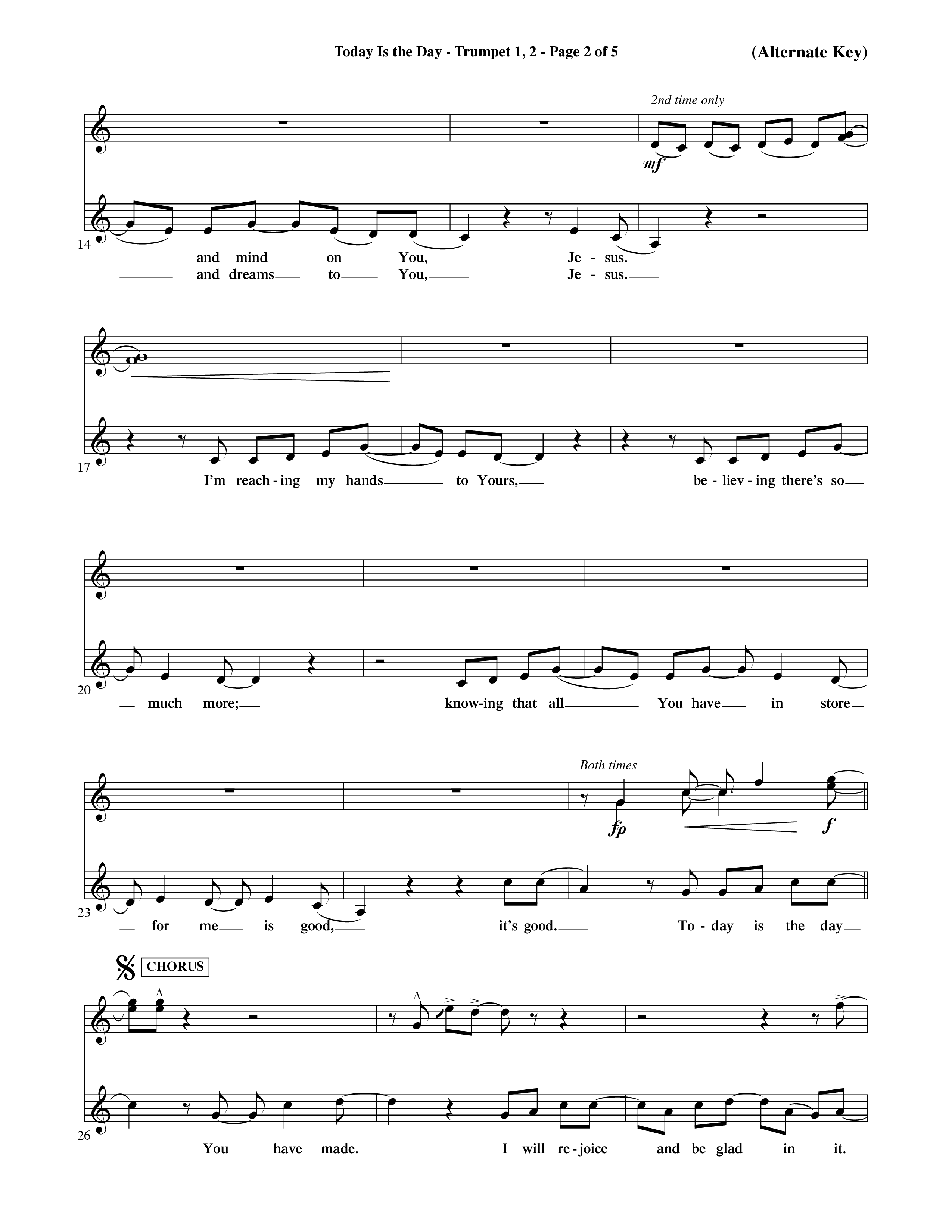 Today Is The Day (Choral Anthem SATB) Trumpet 1,2 (Word Music Choral / Orch. Ric Domenico)