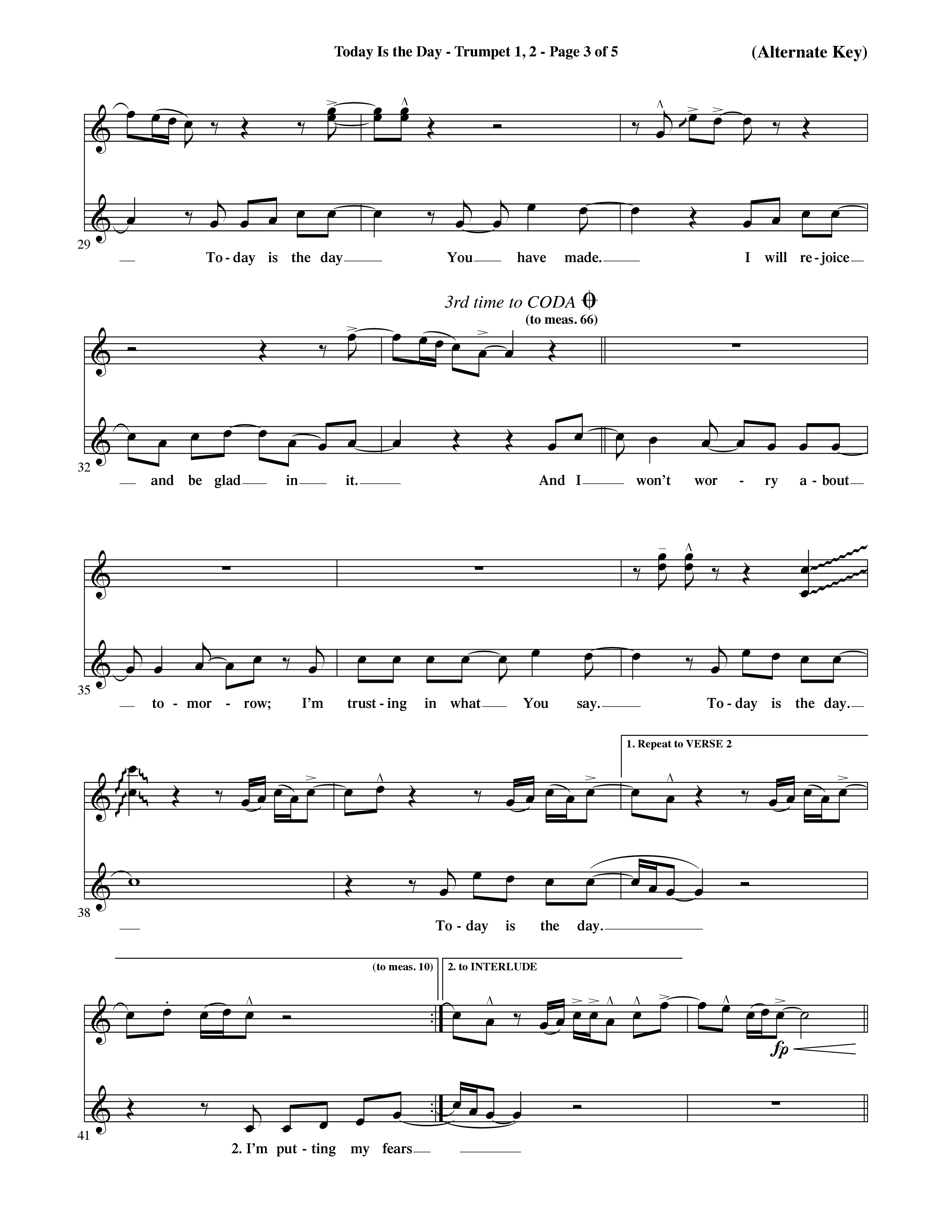 Today Is The Day (Choral Anthem SATB) Trumpet 1,2 (Word Music Choral / Orch. Ric Domenico)