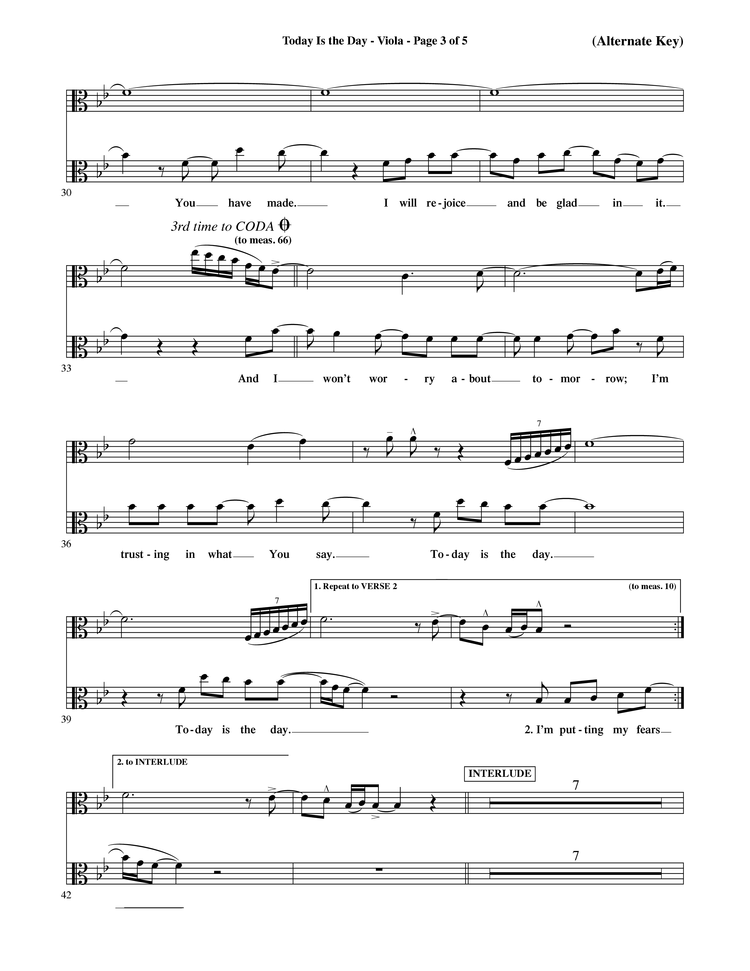 Today Is The Day (Choral Anthem SATB) Viola (Word Music Choral / Orch. Ric Domenico)