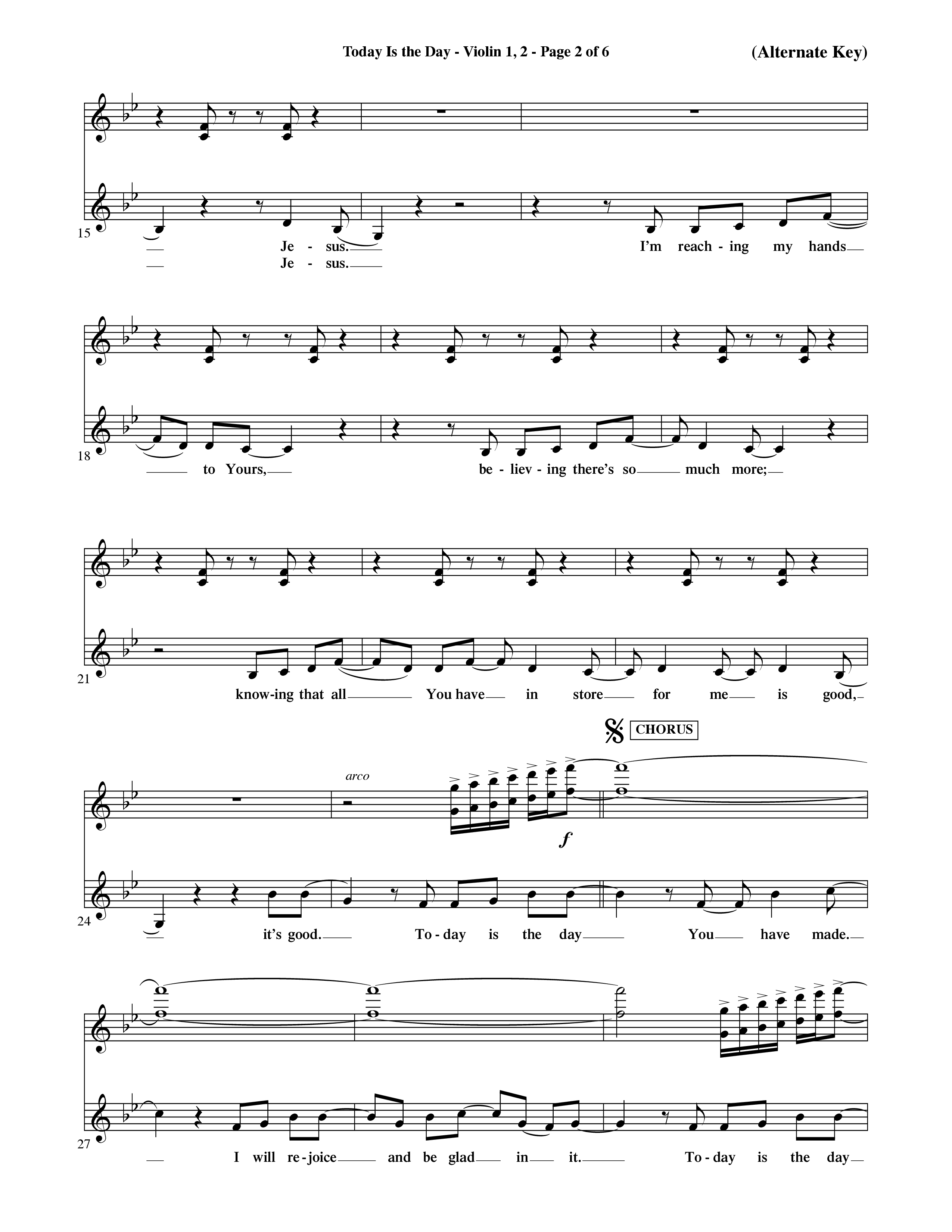Today Is The Day (Choral Anthem SATB) Violin 1/2 (Word Music Choral / Orch. Ric Domenico)