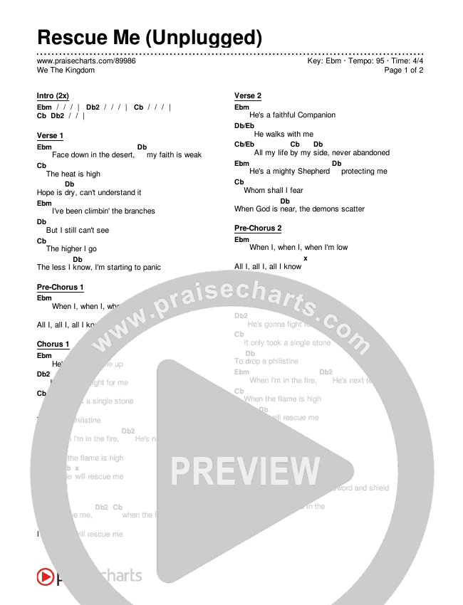 Rescue Me (Unplugged) Chords & Lyrics (We The Kingdom)