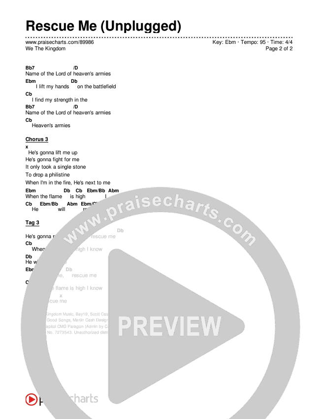 Rescue Me (Unplugged) Chords & Lyrics (We The Kingdom)