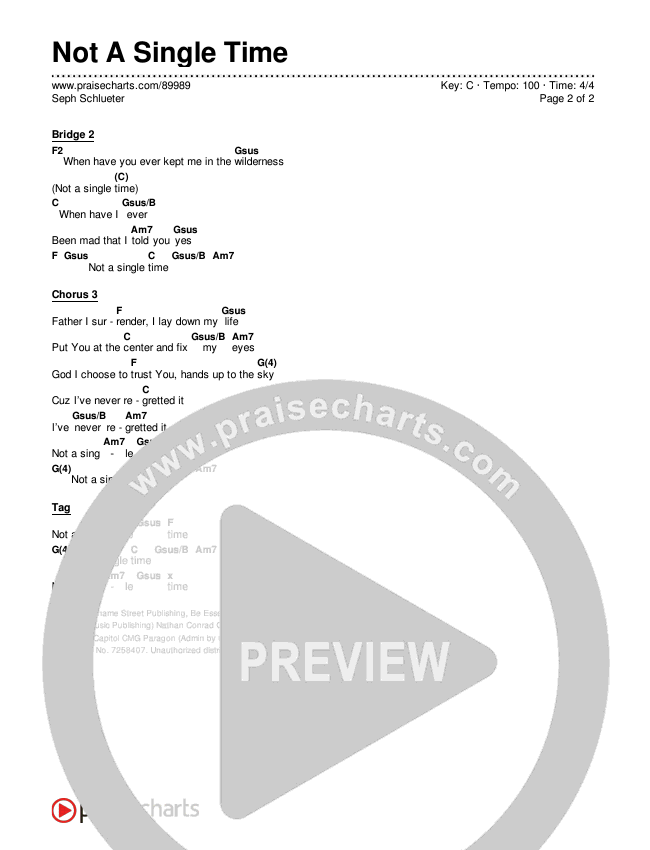 Not A Single Time Chords & Lyrics (Seph Schlueter)