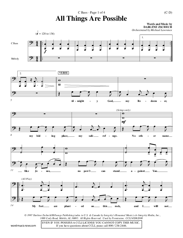 All Things Are Possible Contrabass (Darlene Zschech)