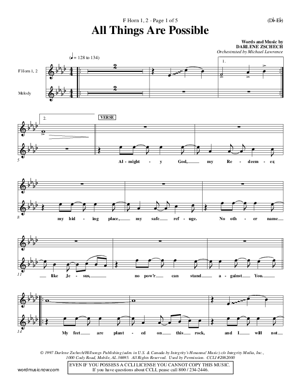 All Things Are Possible French Horn 1/2 (Darlene Zschech)