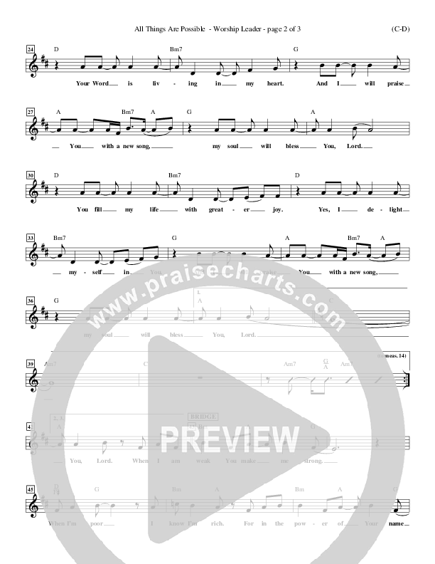 All Things Are Possible Lead Sheet (Darlene Zschech)
