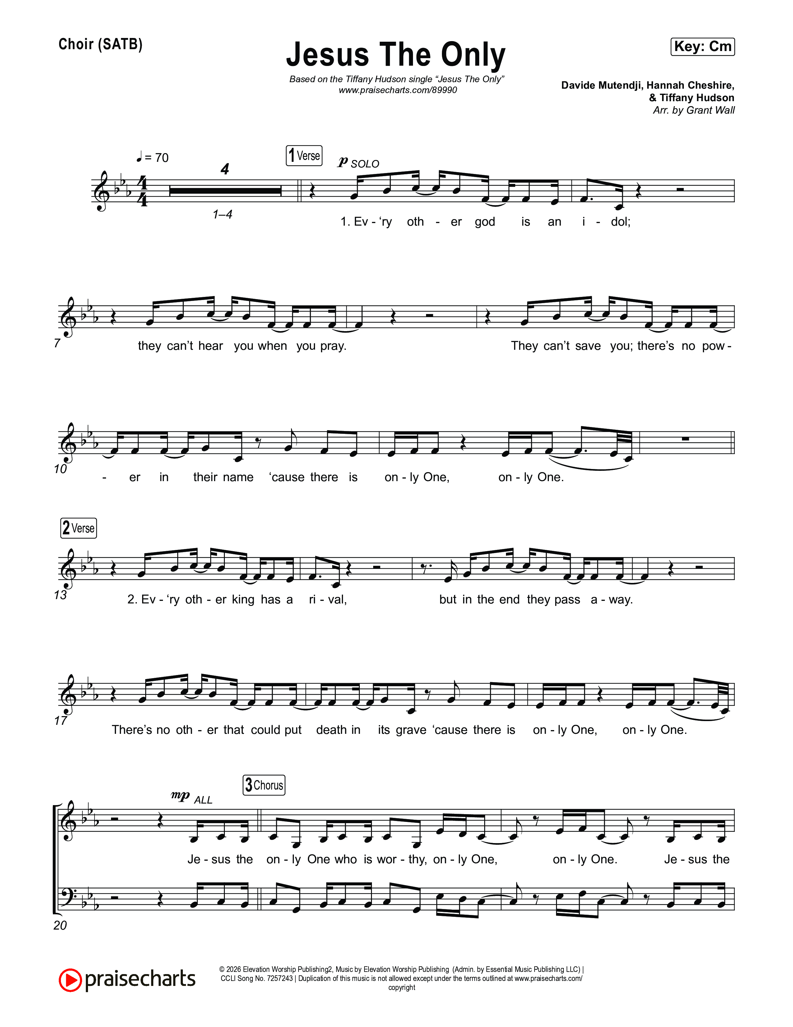 Jesus The Only Choir Sheet (SATB) (Tiffany Hudson / Davide Mutendji)