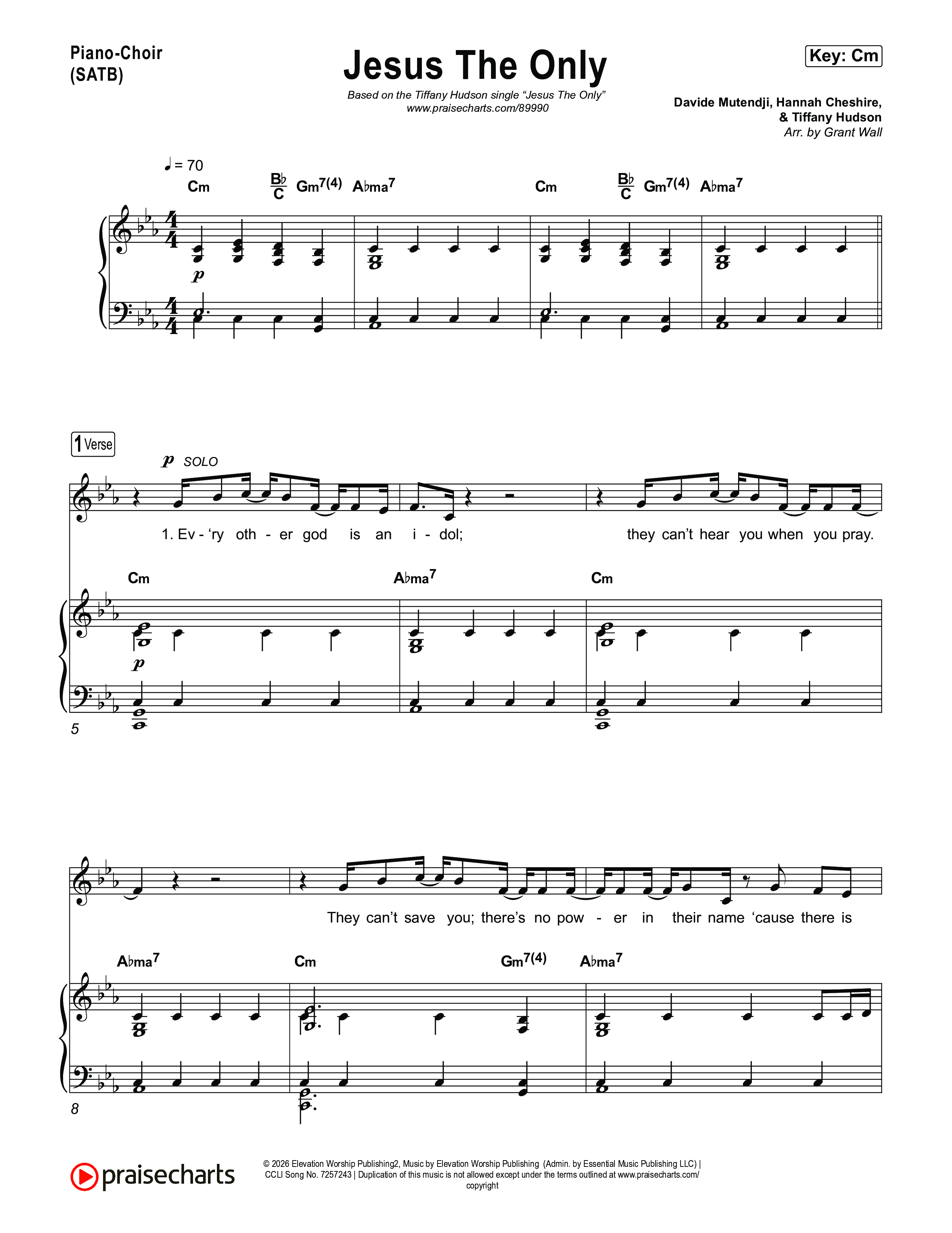 Jesus The Only Piano/Vocal Pack (Tiffany Hudson / Davide Mutendji)