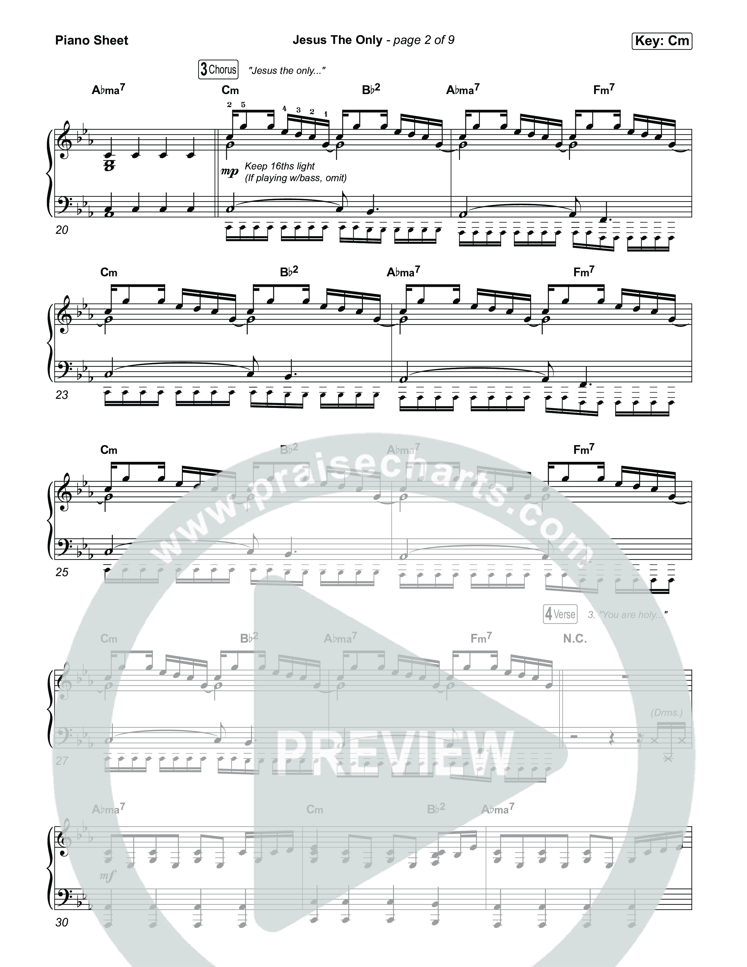 Jesus The Only Piano Sheet (Tiffany Hudson / Davide Mutendji)