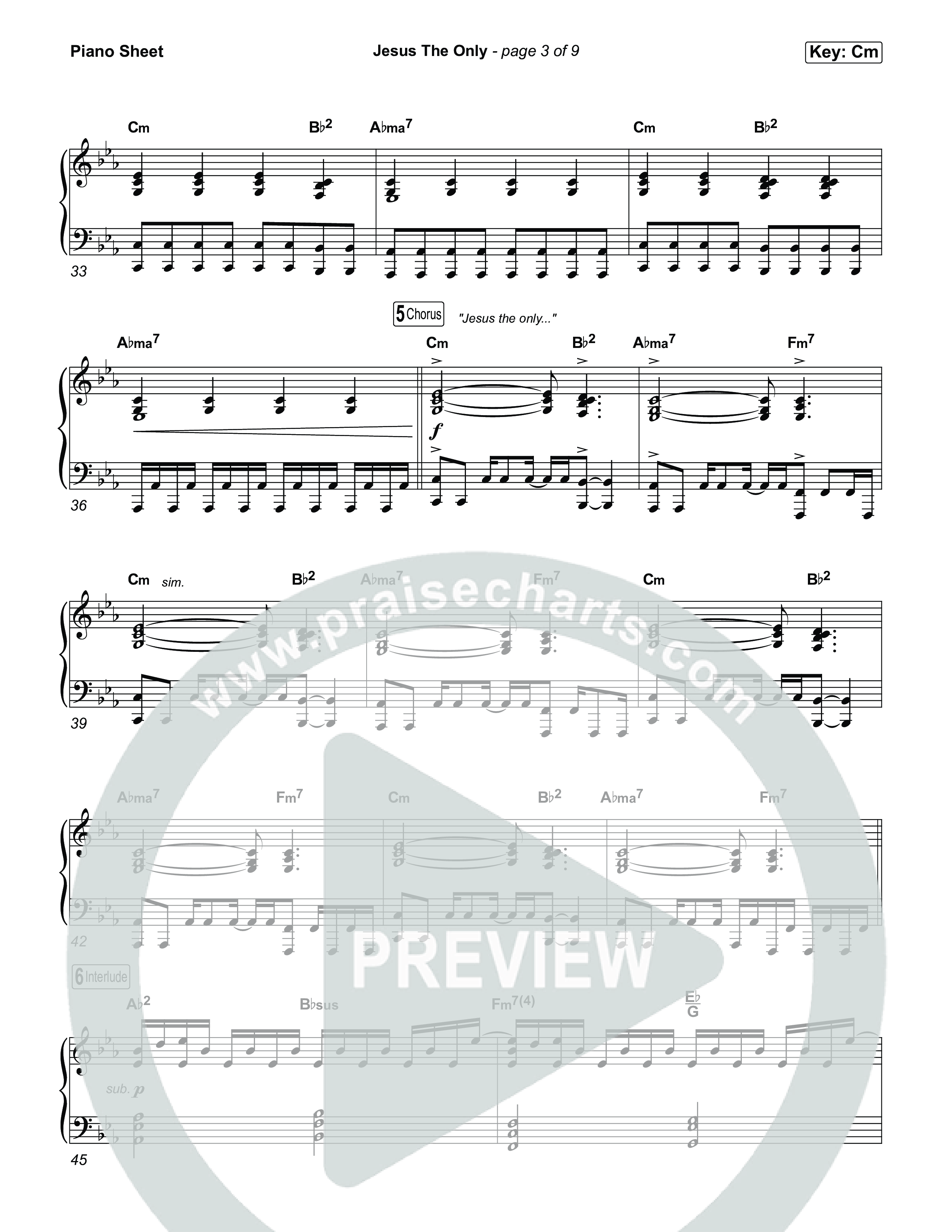 Jesus The Only Piano Sheet (Tiffany Hudson / Davide Mutendji)