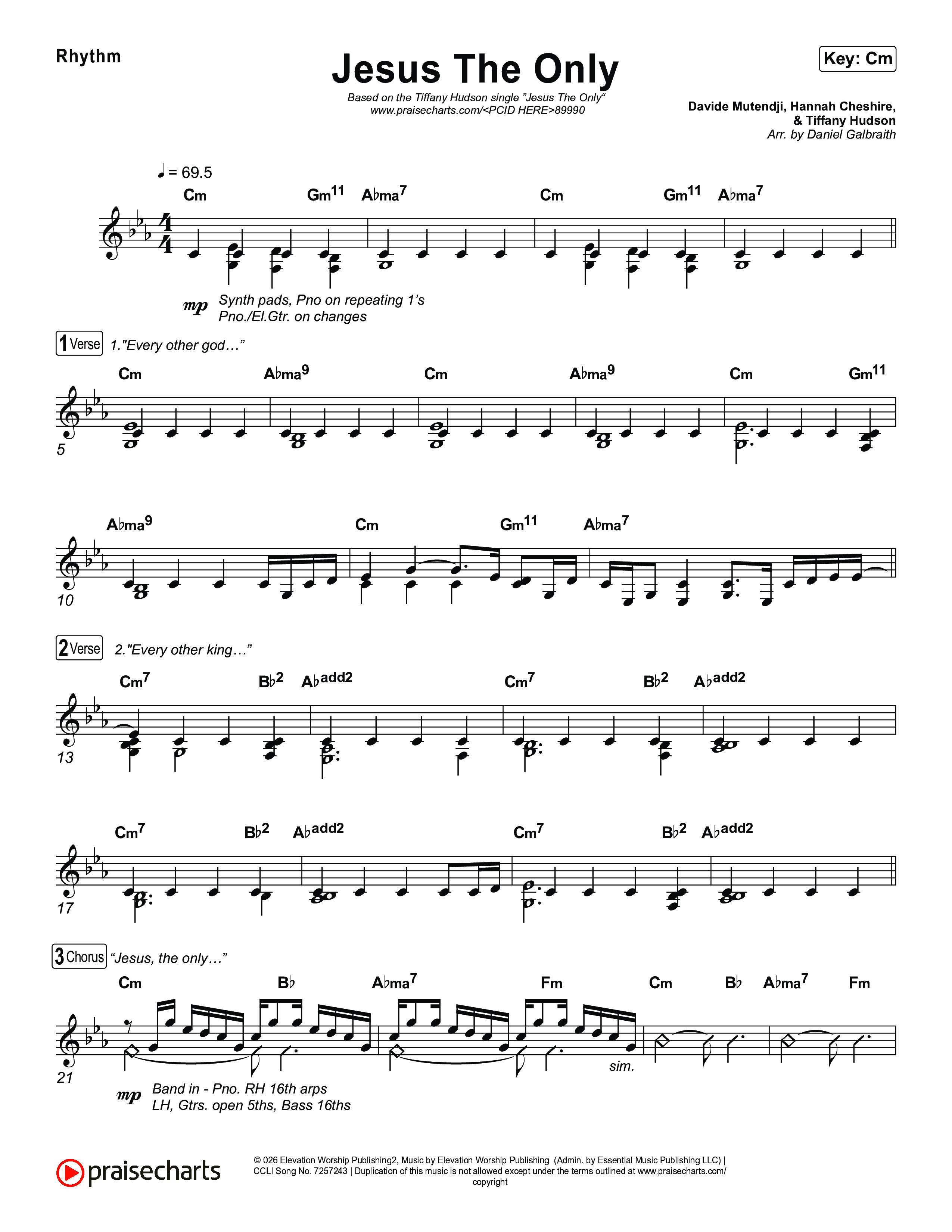 Jesus The Only Rhythm Chart (Tiffany Hudson / Davide Mutendji)