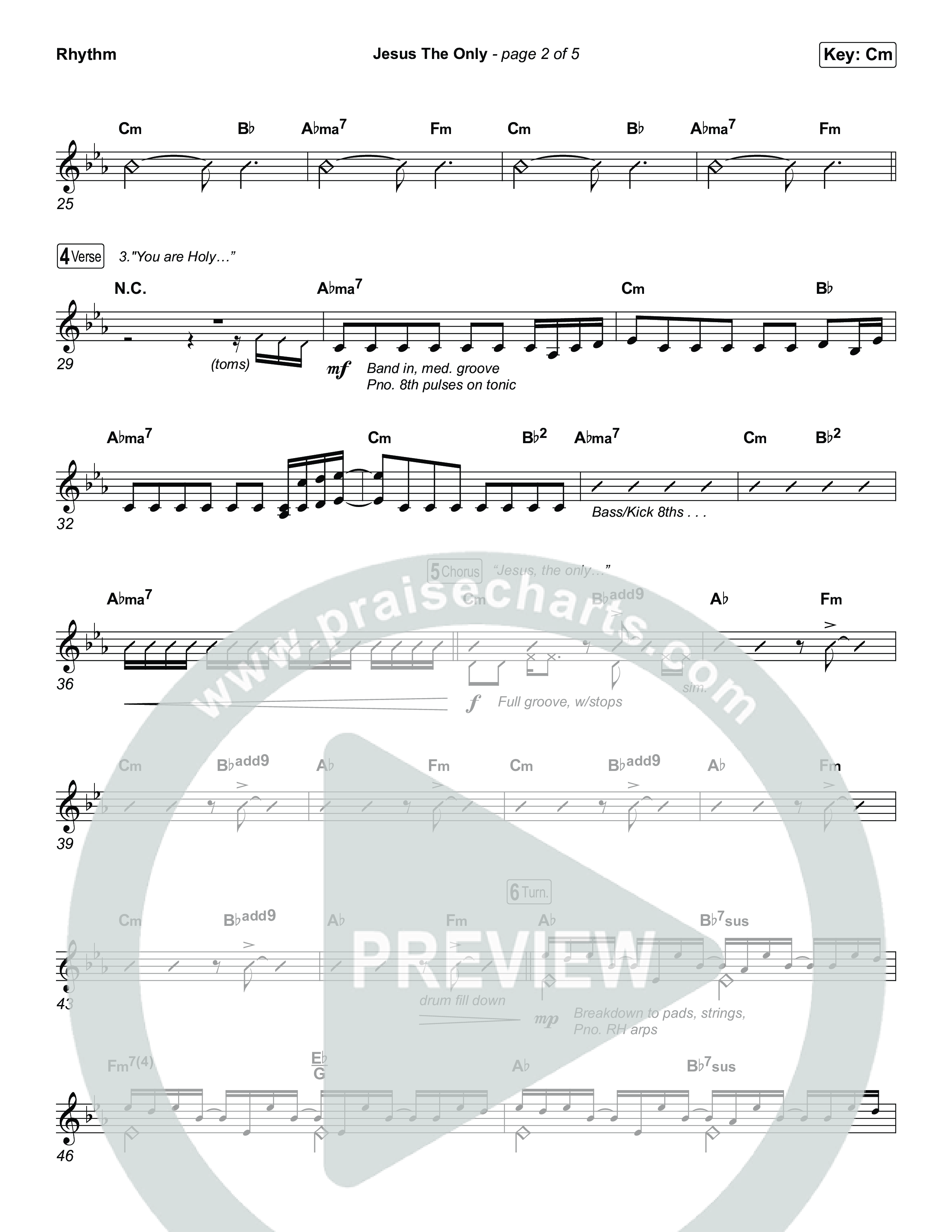 Jesus The Only Rhythm Chart (Tiffany Hudson / Davide Mutendji)