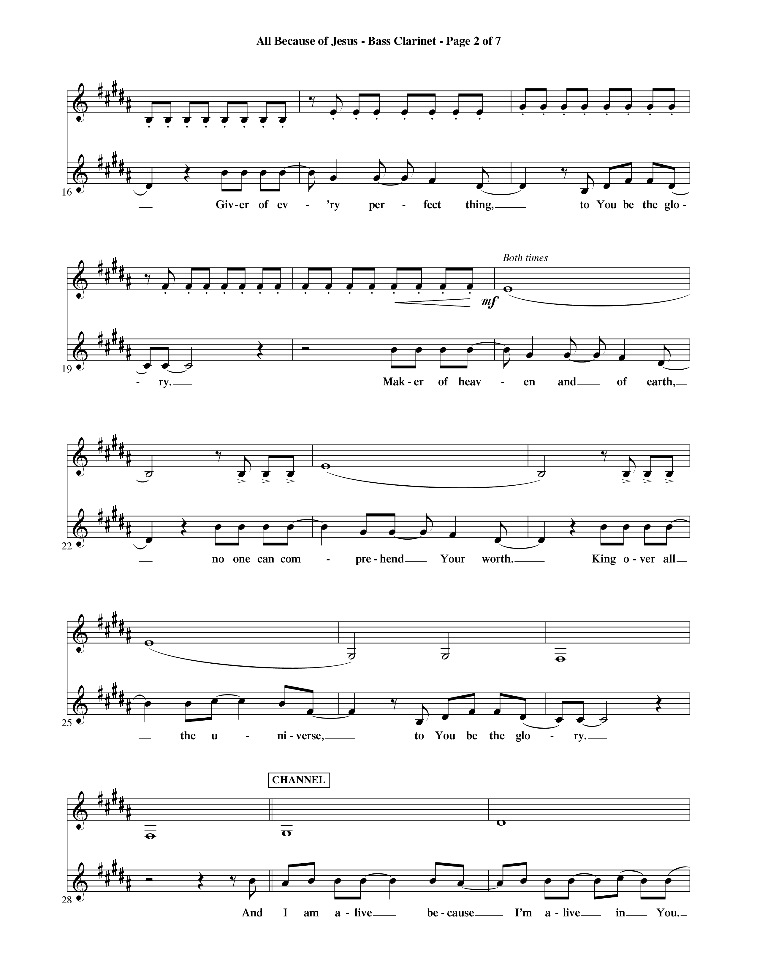 All Because Of Jesus (Choral Anthem SATB) Bass Clarinet (Word Music Choral / Orch. Michael Lawrence)