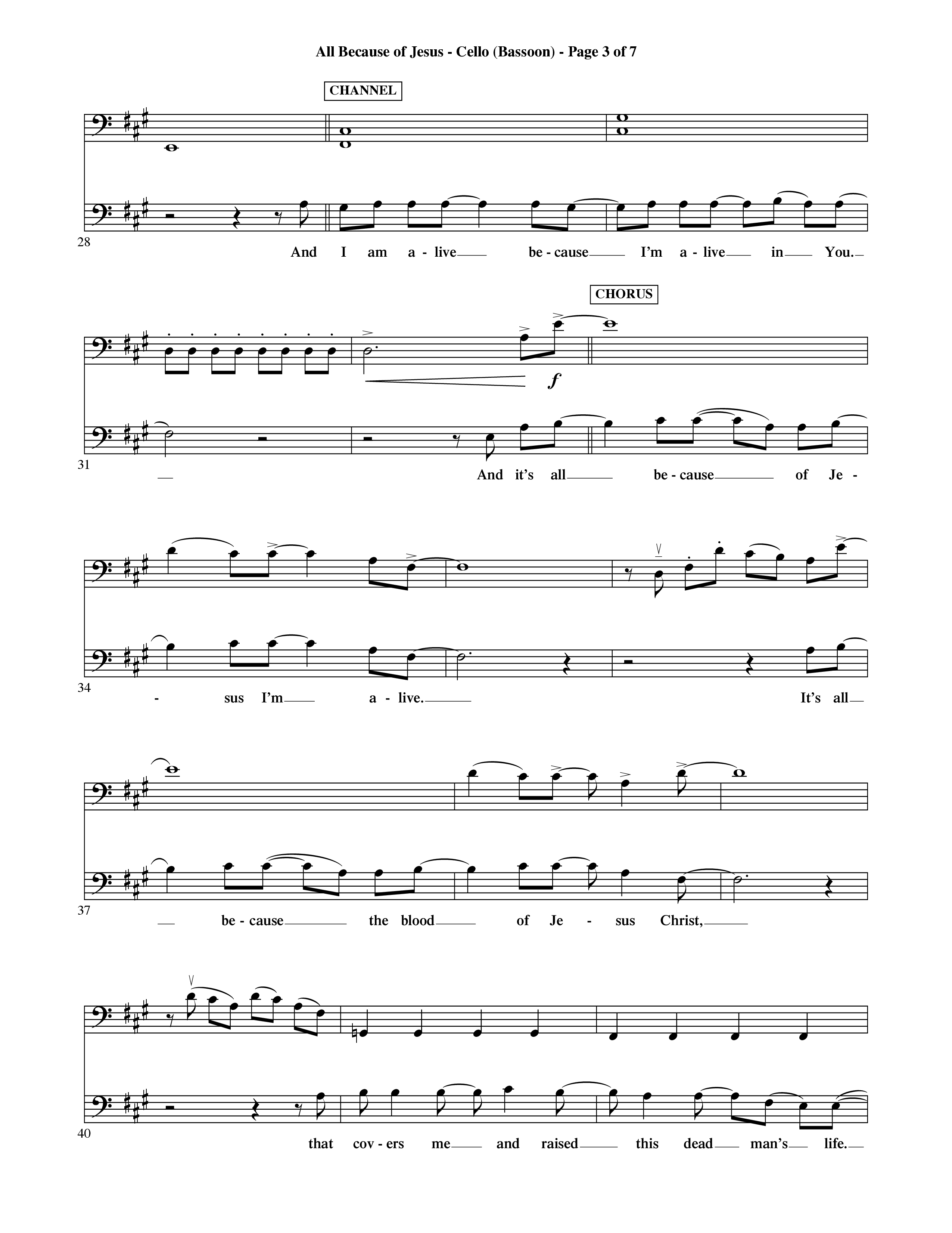 All Because Of Jesus (Choral Anthem SATB) Cello (Word Music Choral / Orch. Michael Lawrence)