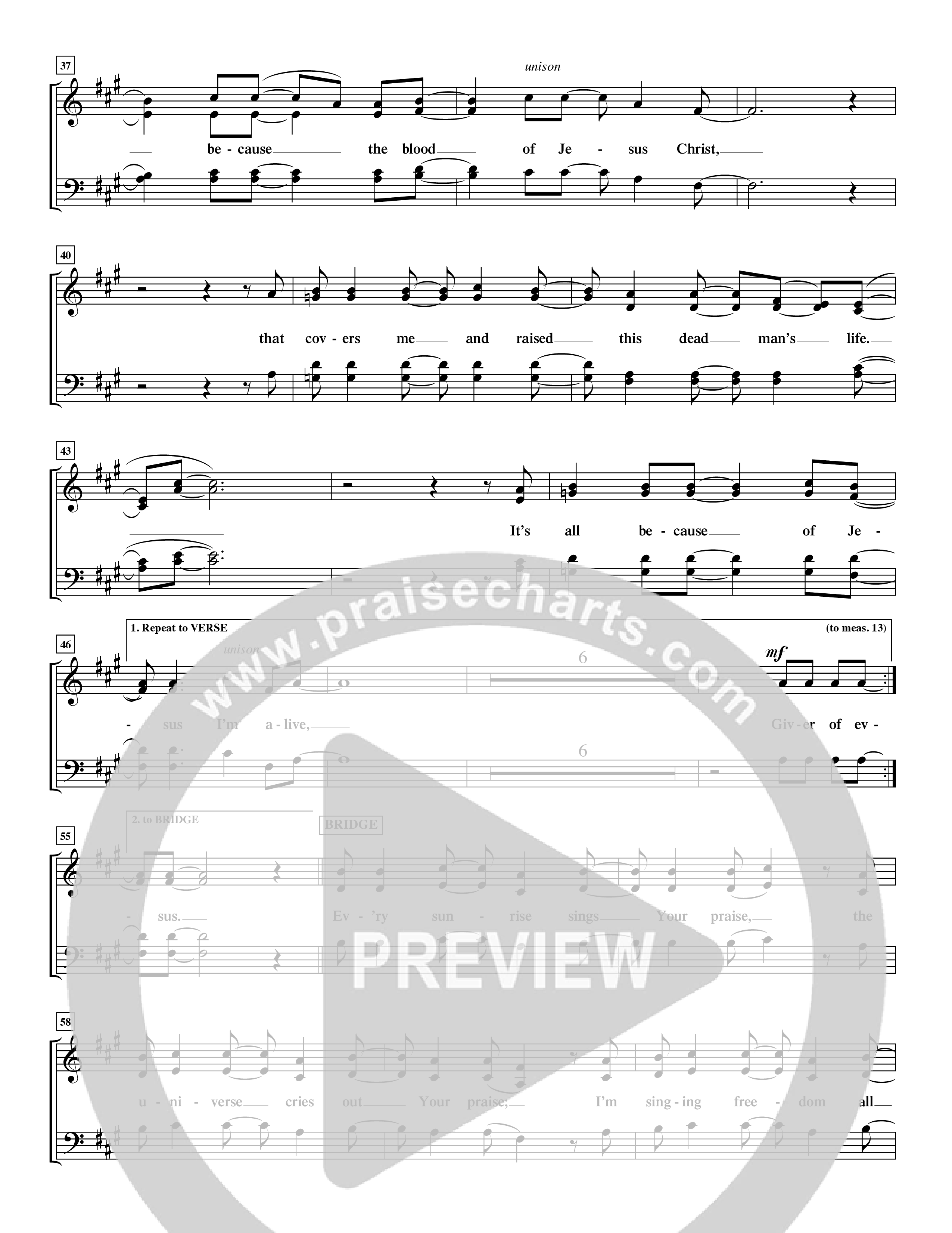 All Because Of Jesus (Choral Anthem SATB) Choir Sheet (SATB) (Word Music Choral / Orch. Michael Lawrence)