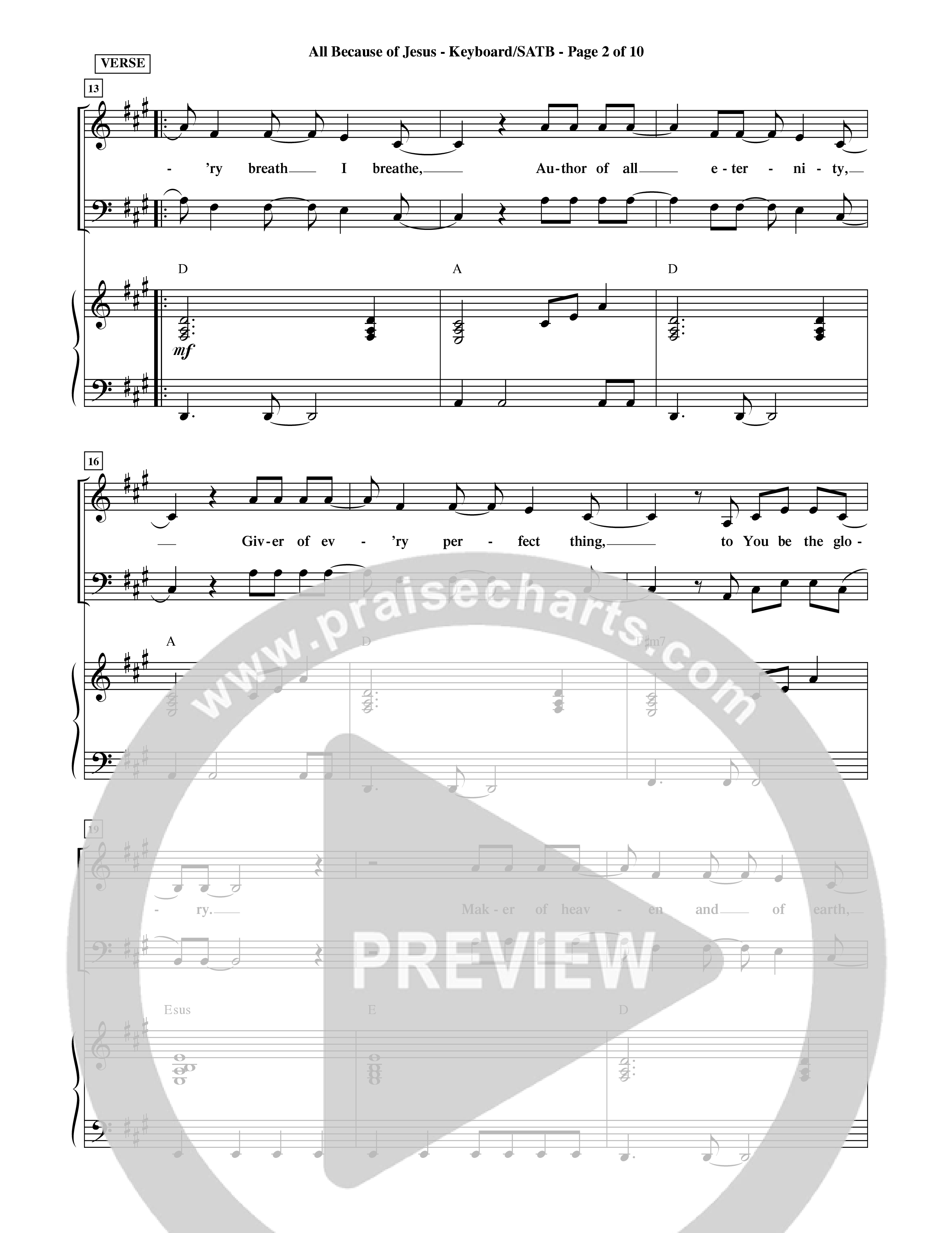 All Because Of Jesus (Choral Anthem SATB) Keyboard/Vocal (SATB) (Word Music Choral / Orch. Michael Lawrence)