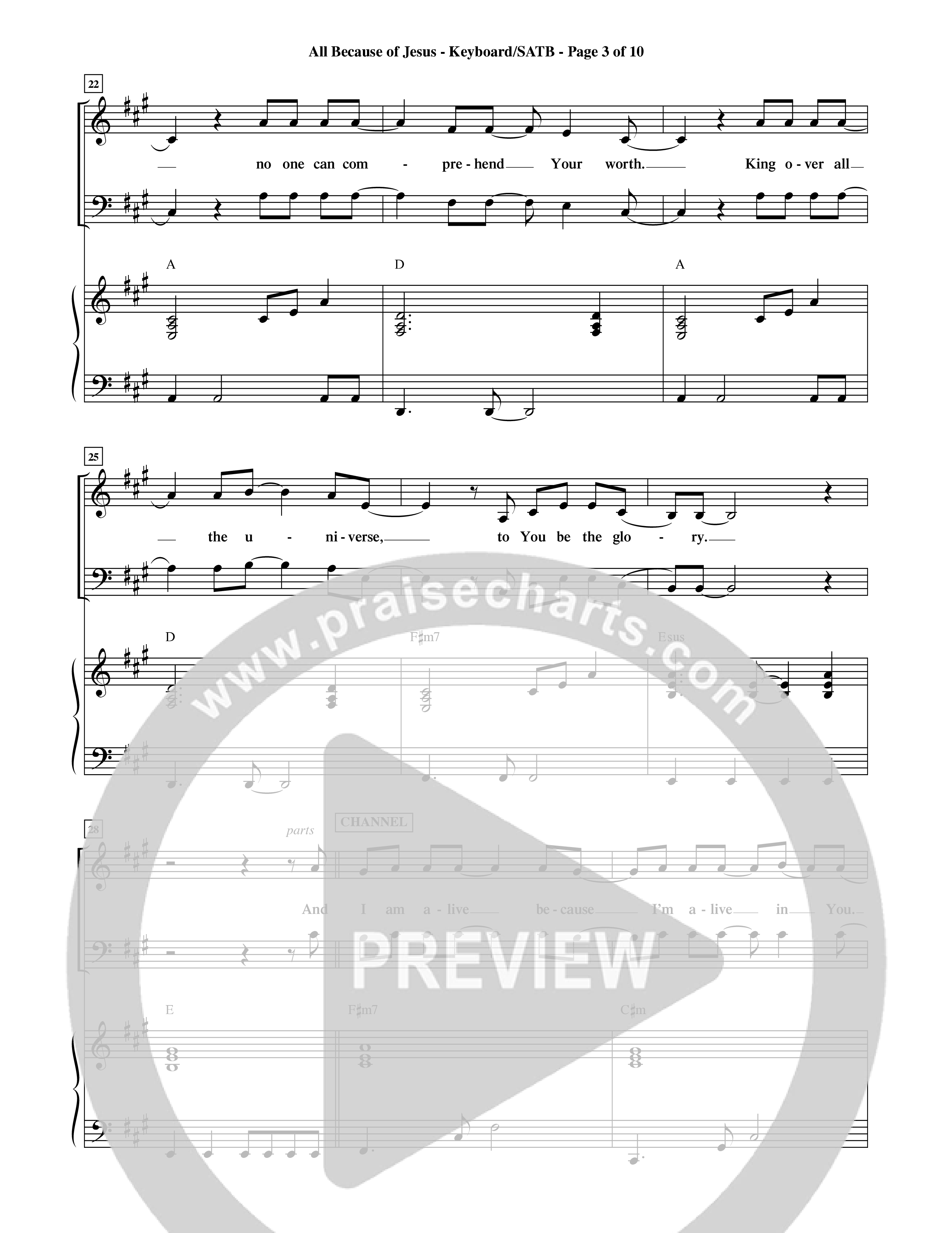 All Because Of Jesus (Choral Anthem SATB) Keyboard/Vocal (SATB) (Word Music Choral / Orch. Michael Lawrence)