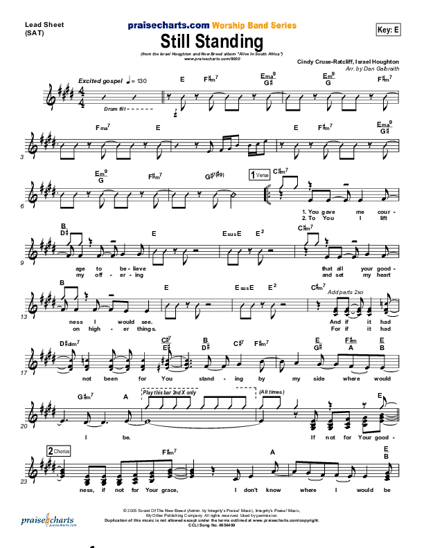 Still Standing Lead Sheet (Israel Houghton)