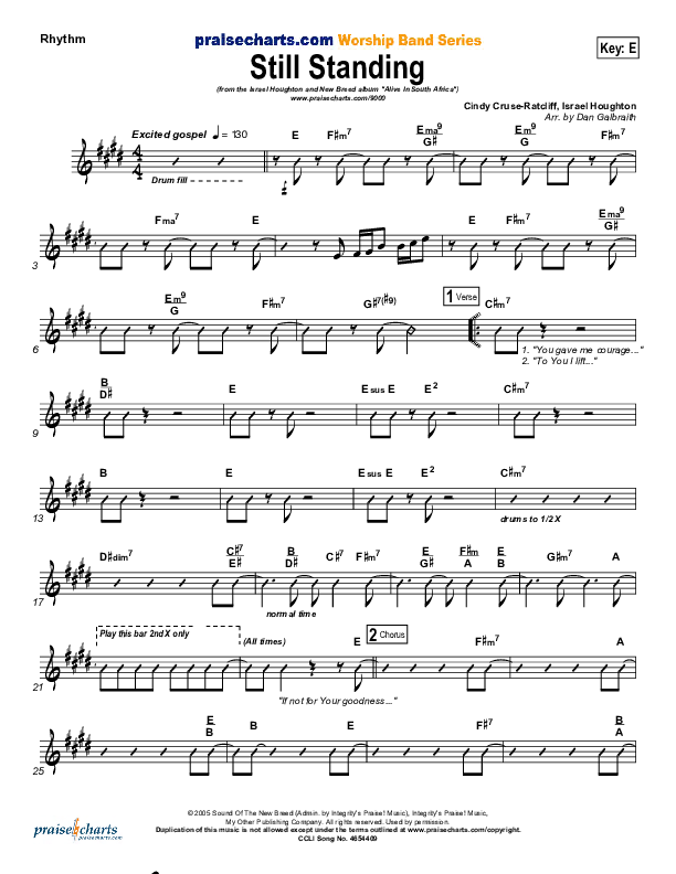 Still Standing Rhythm Chart (Israel Houghton)