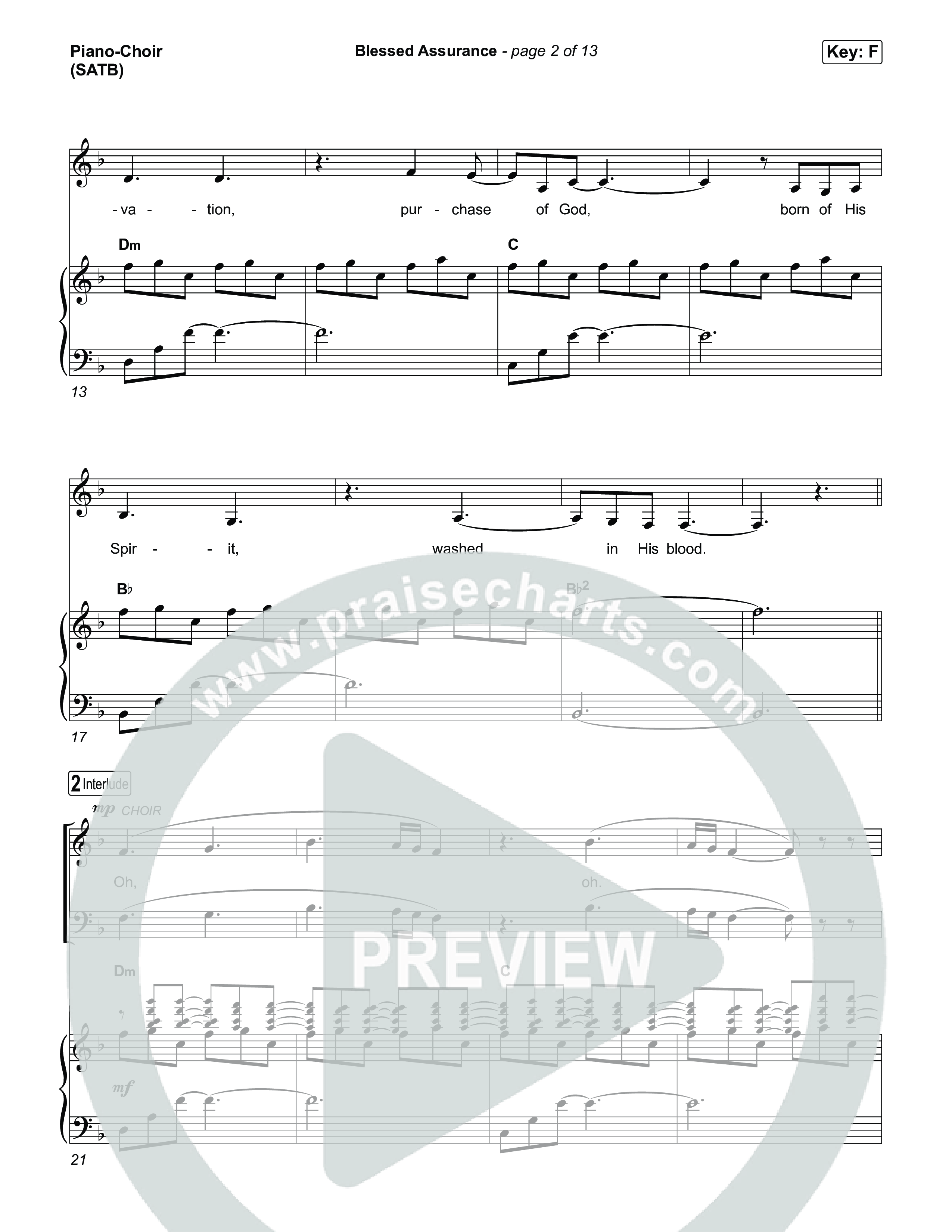 Blessed Assurance Piano/Vocal (SATB) (Tommee Profitt)