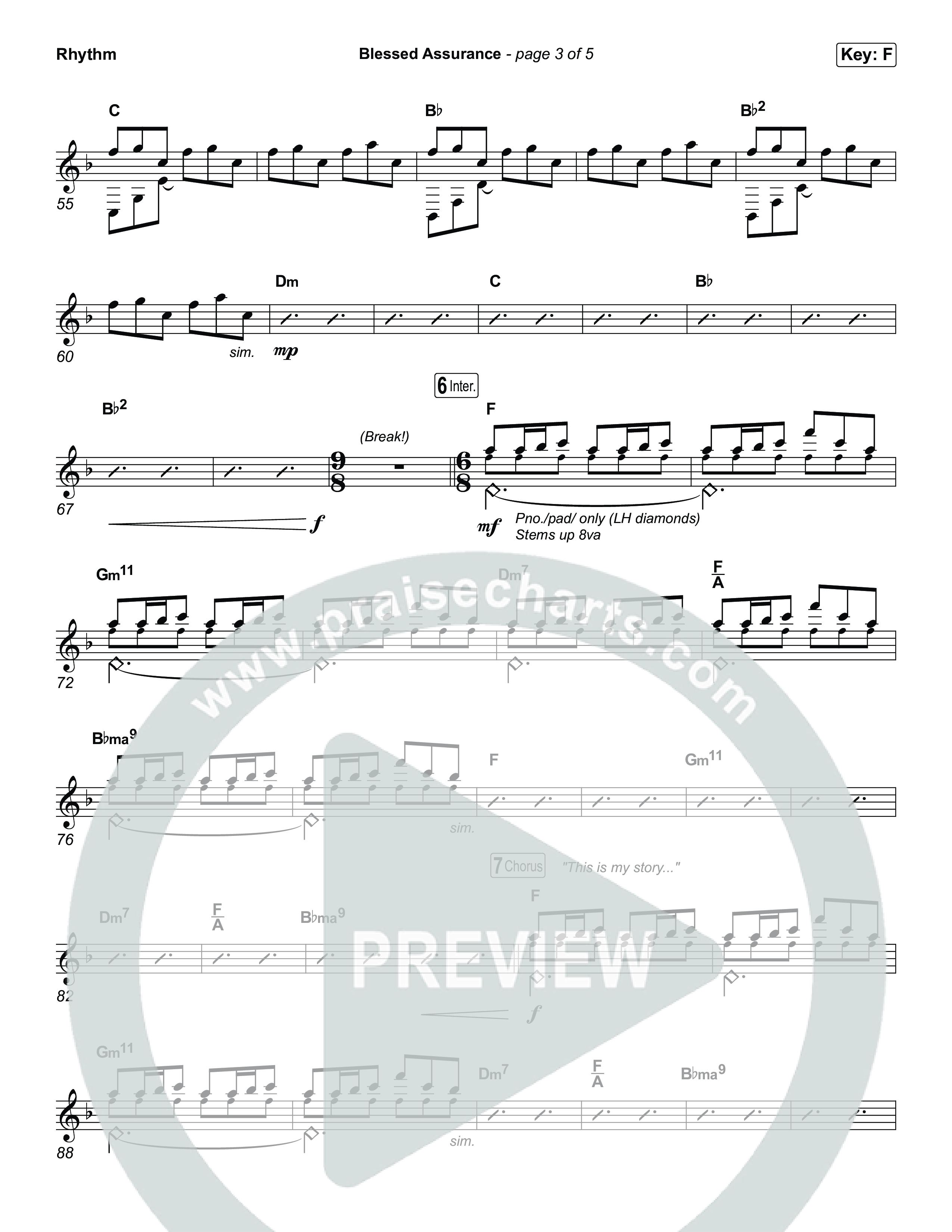 Blessed Assurance Rhythm Chart (Tommee Profitt)