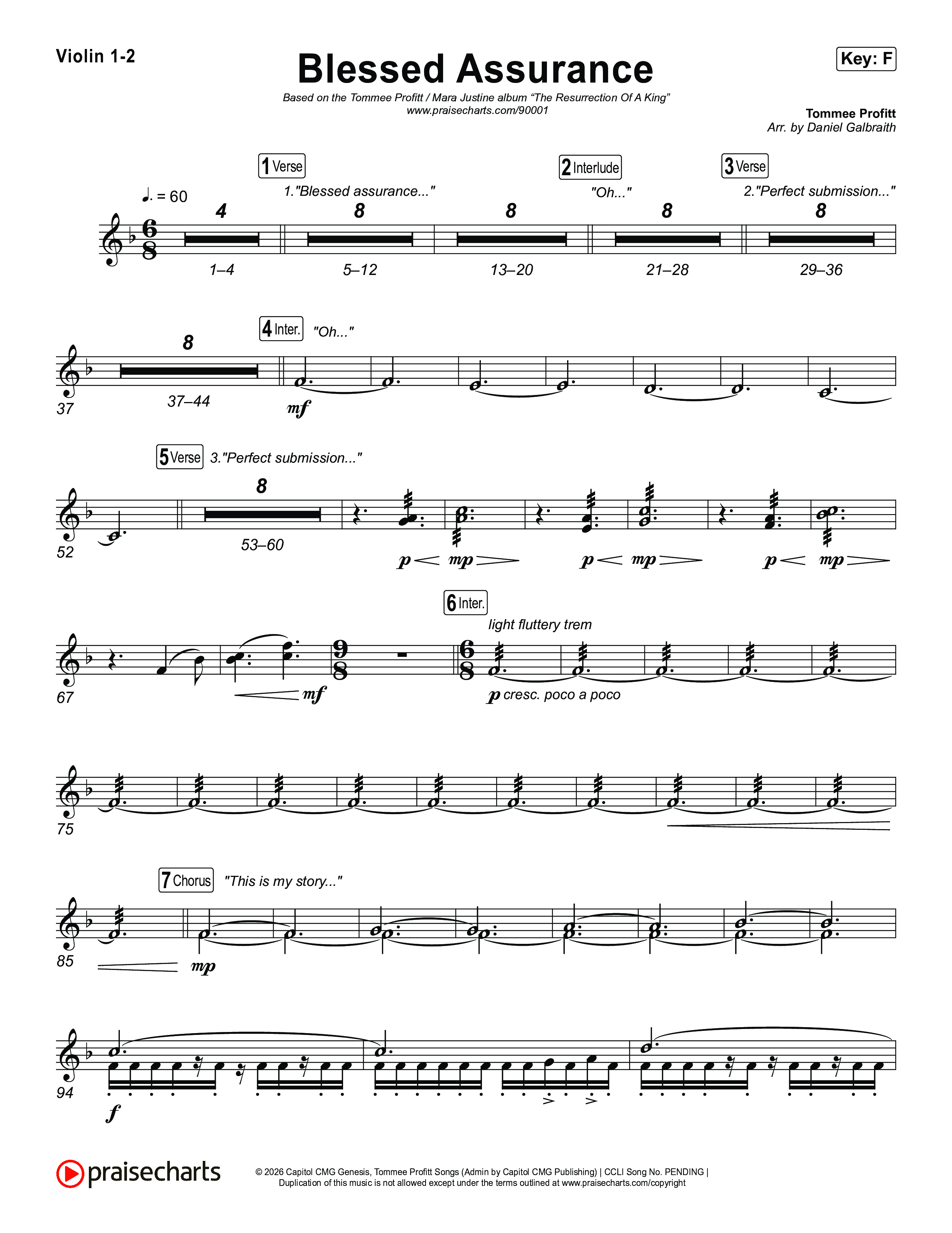 Blessed Assurance Violin 1,2 (Tommee Profitt)