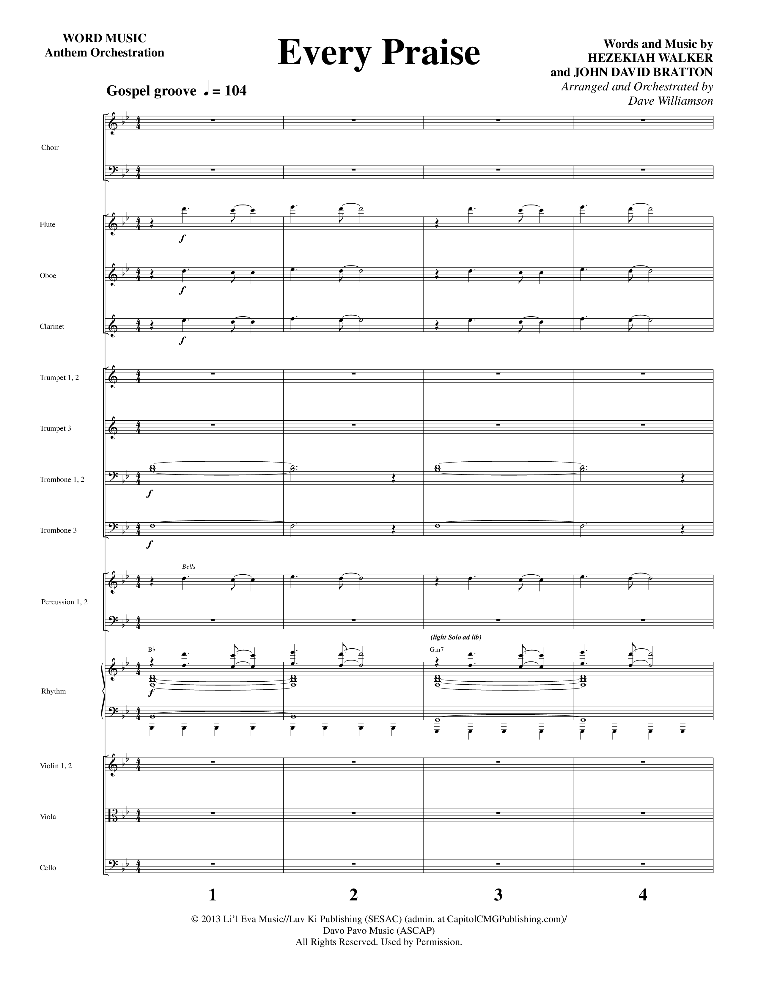 Every Praise (Choral Anthem SATB) Orchestration (Word Music Choral / Arr. Dave Williamson)