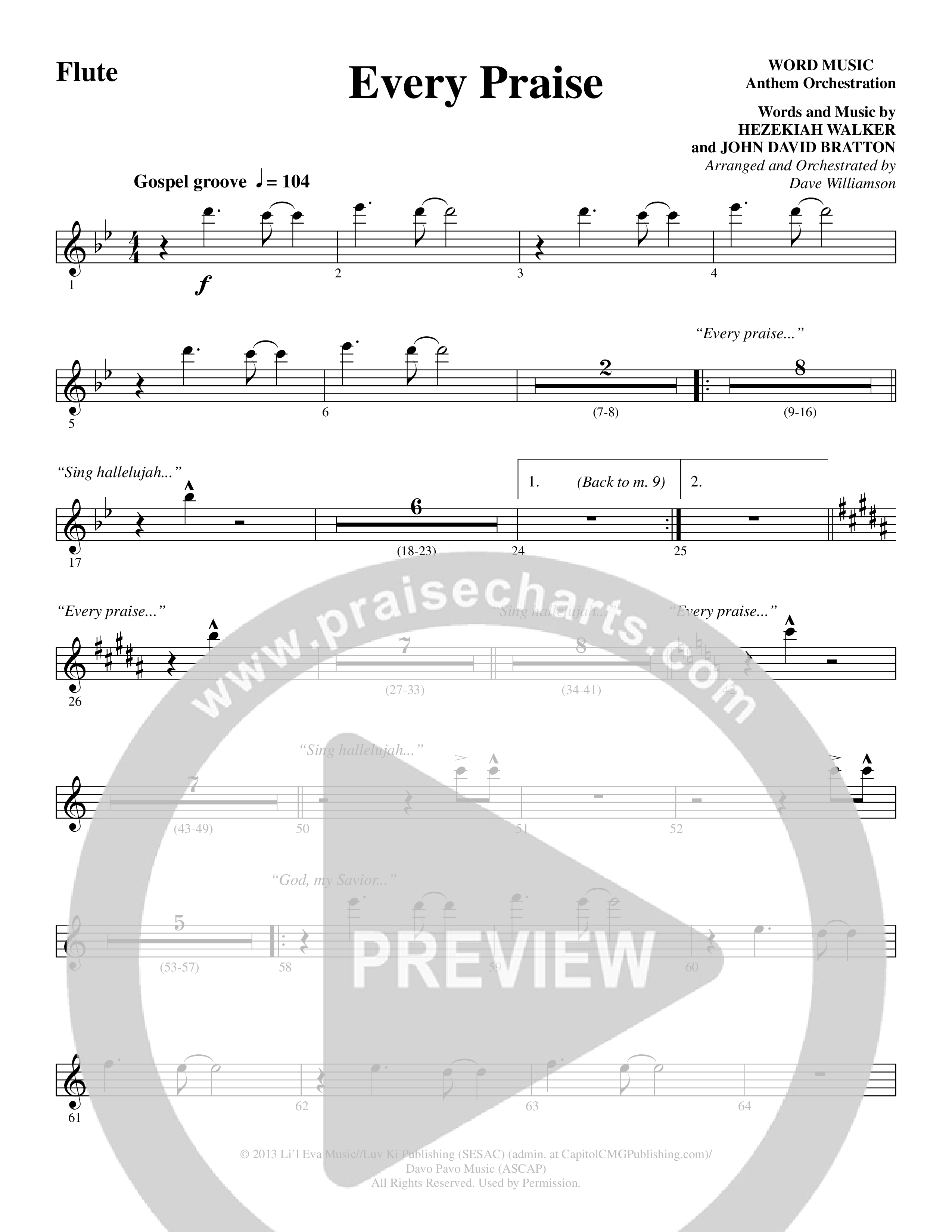 Every Praise (Choral Anthem SATB) Flute (Word Music Choral / Arr. Dave Williamson)