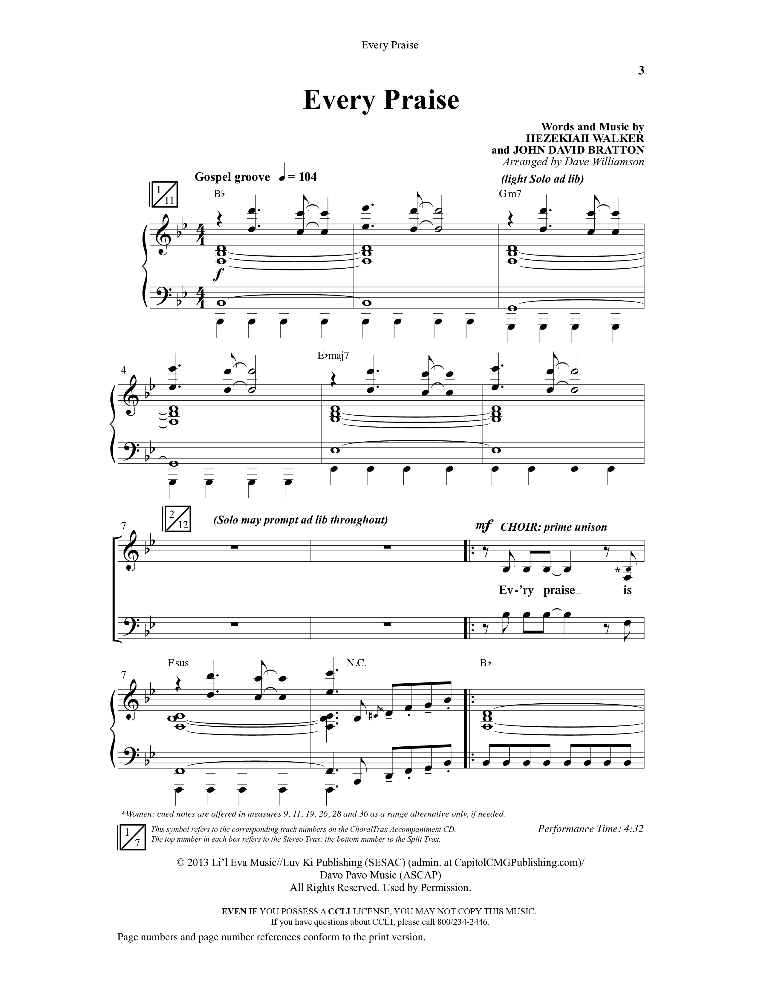 Every Praise (Choral Anthem SATB) Anthem (SATB/Piano) (Word Music Choral / Arr. Dave Williamson)