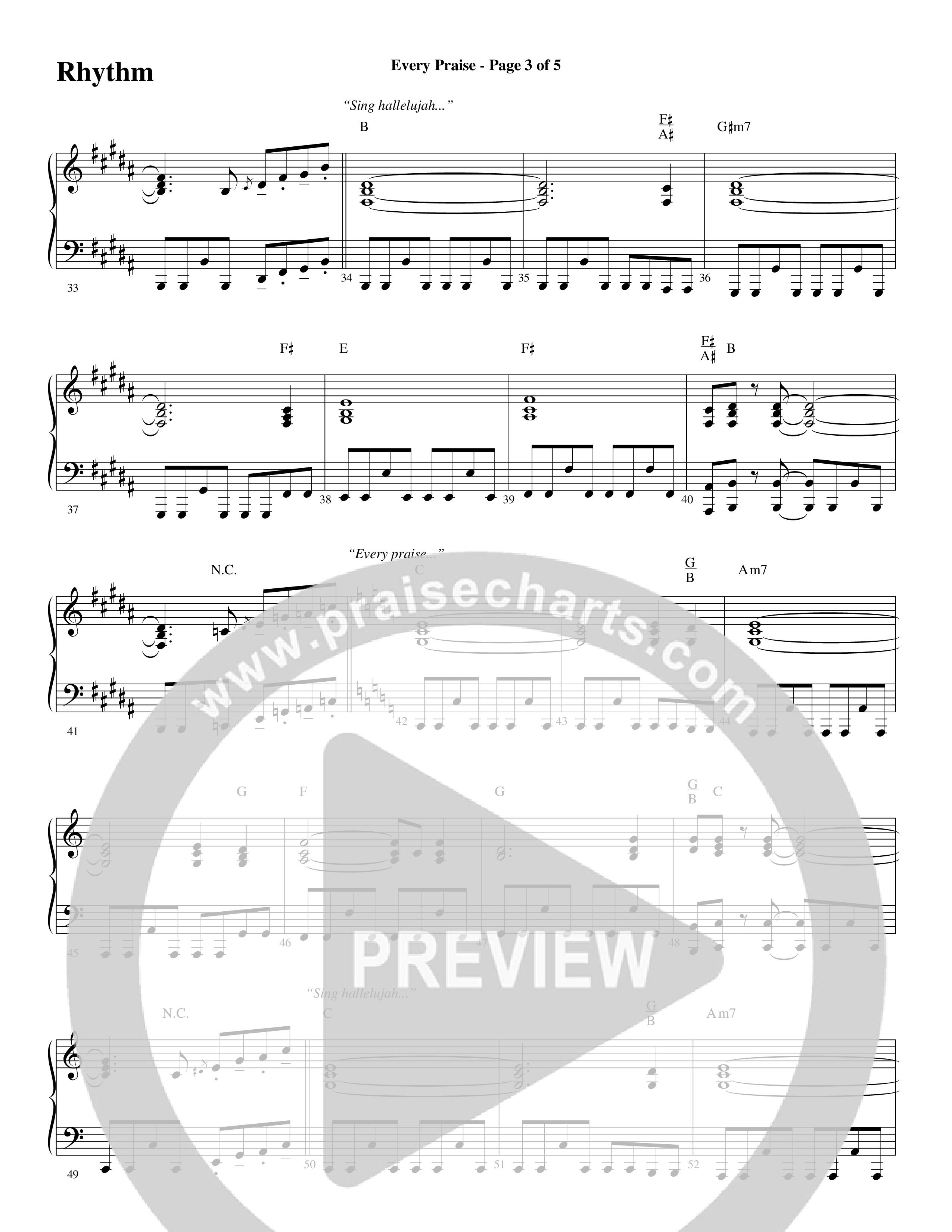 Every Praise (Choral Anthem SATB) Rhythm Chart (Word Music Choral / Arr. Dave Williamson)