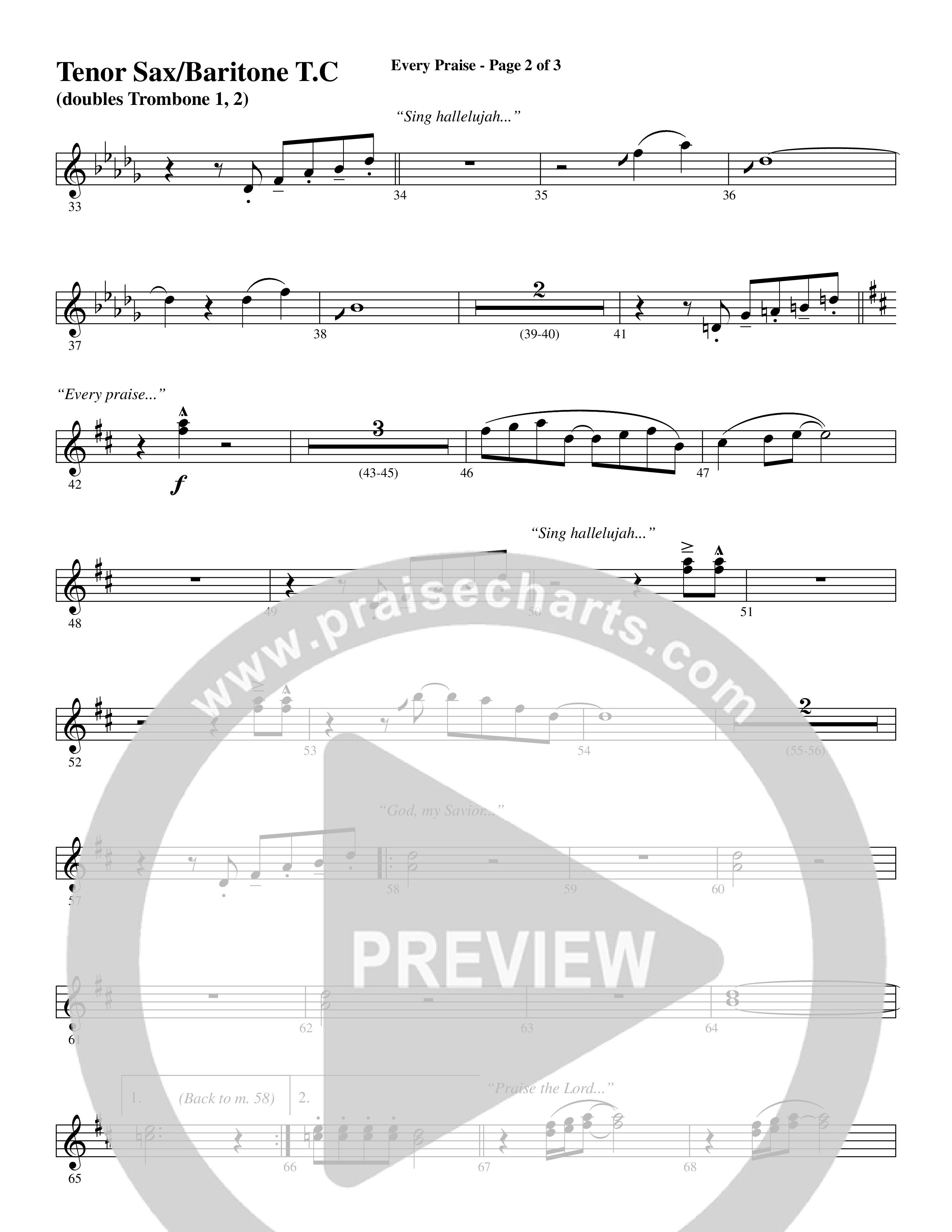Every Praise (Choral Anthem SATB) Tenor Sax/Baritone T.C. (Word Music Choral / Arr. Dave Williamson)