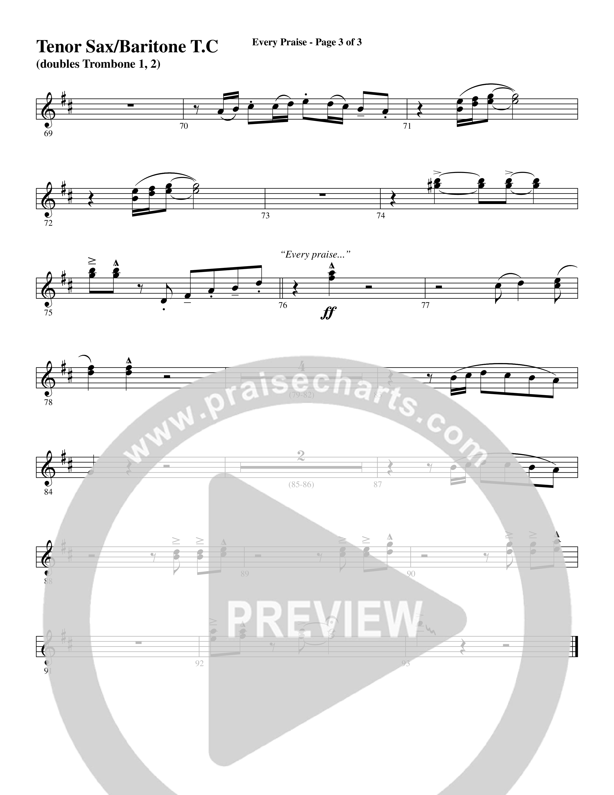 Every Praise (Choral Anthem SATB) Tenor Sax/Baritone T.C. (Word Music Choral / Arr. Dave Williamson)