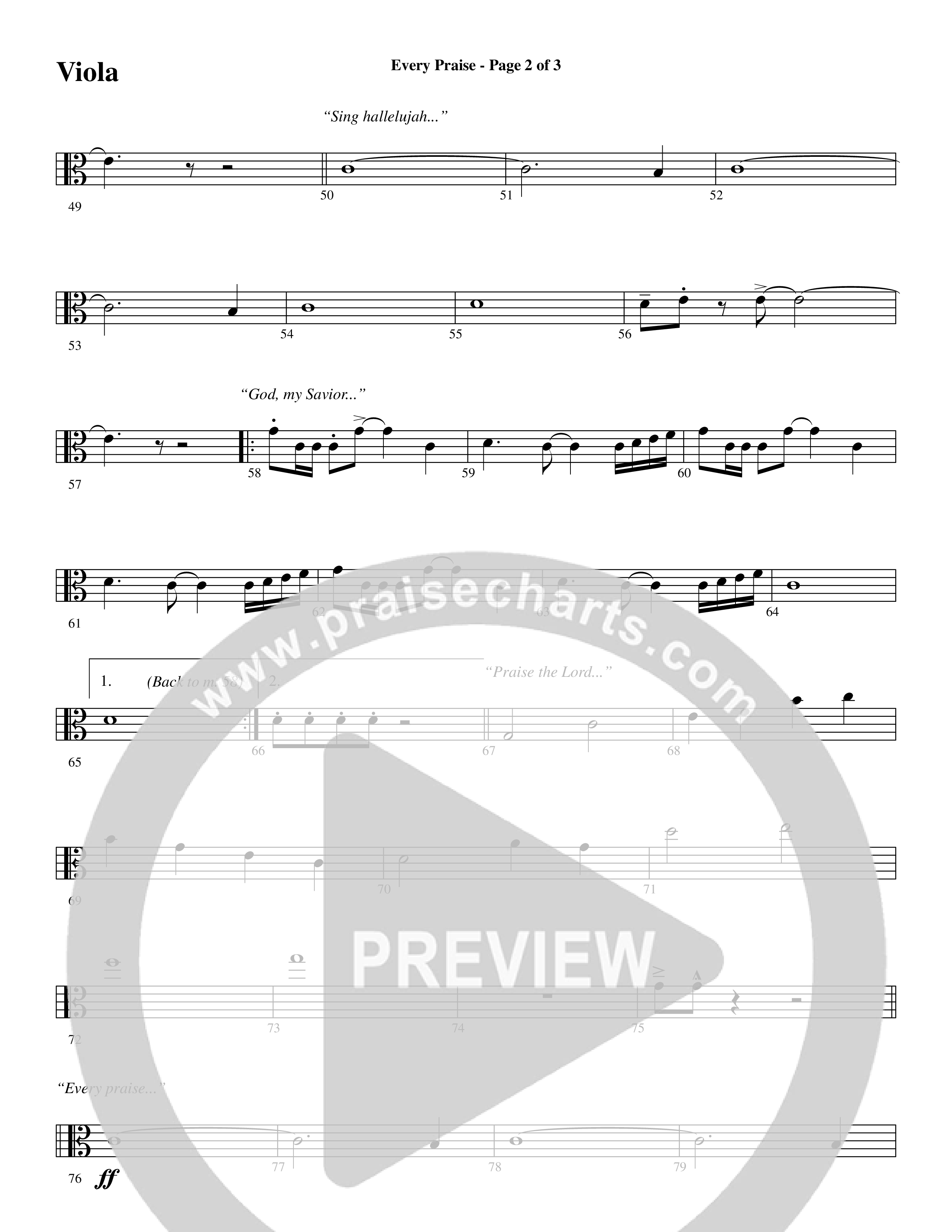 Every Praise (Choral Anthem SATB) Viola (Word Music Choral / Arr. Dave Williamson)