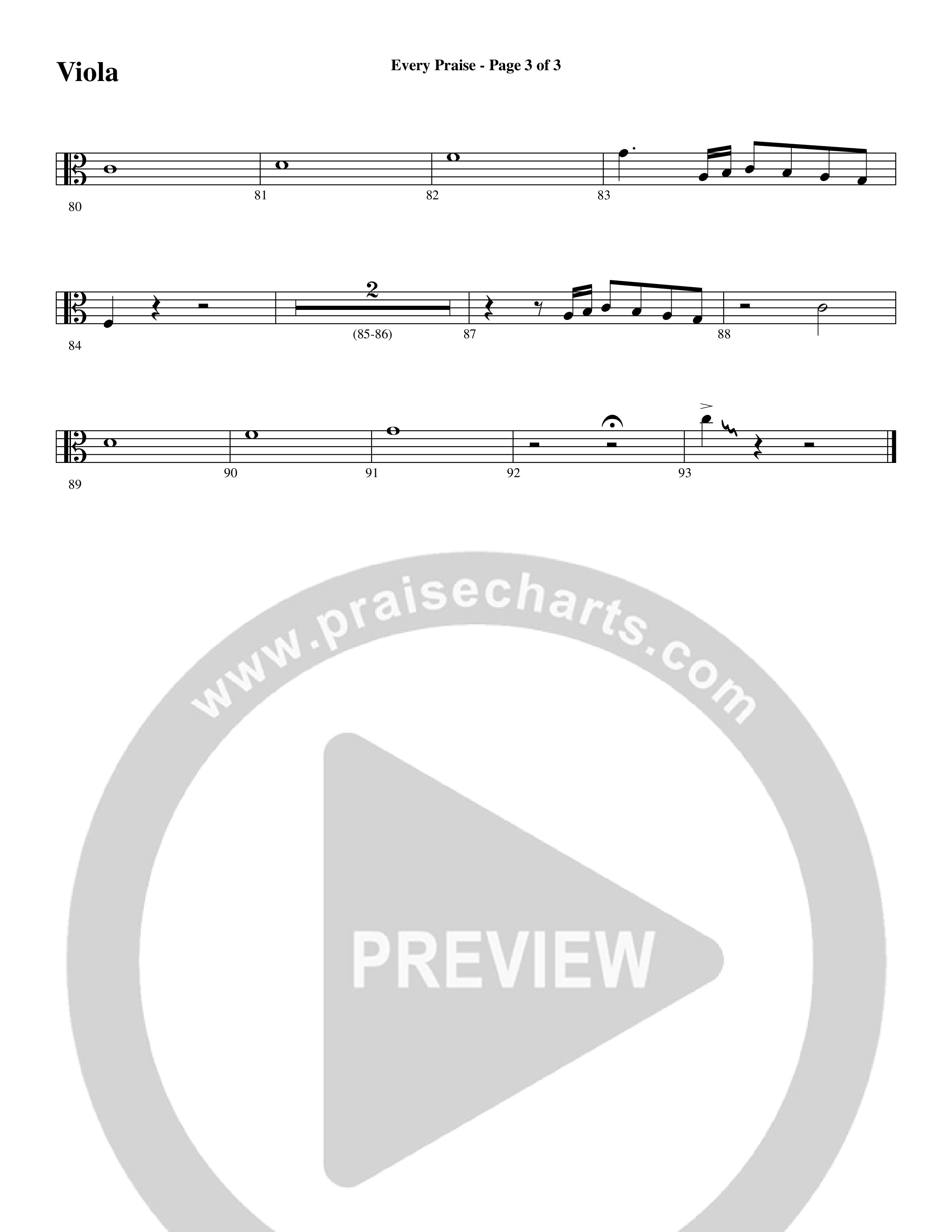 Every Praise (Choral Anthem SATB) Viola (Word Music Choral / Arr. Dave Williamson)