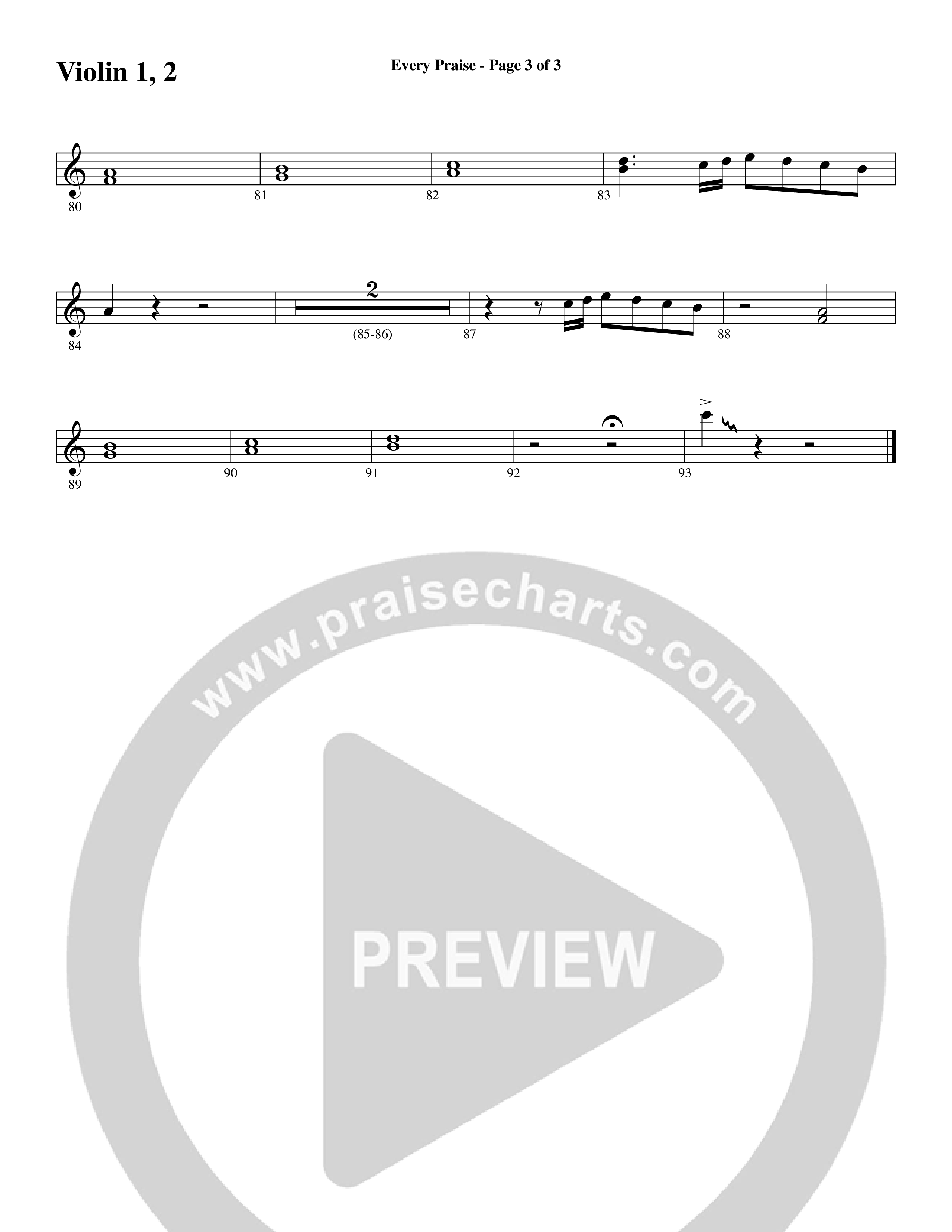 Every Praise (Choral Anthem SATB) Violin 1/2 (Word Music Choral / Arr. Dave Williamson)